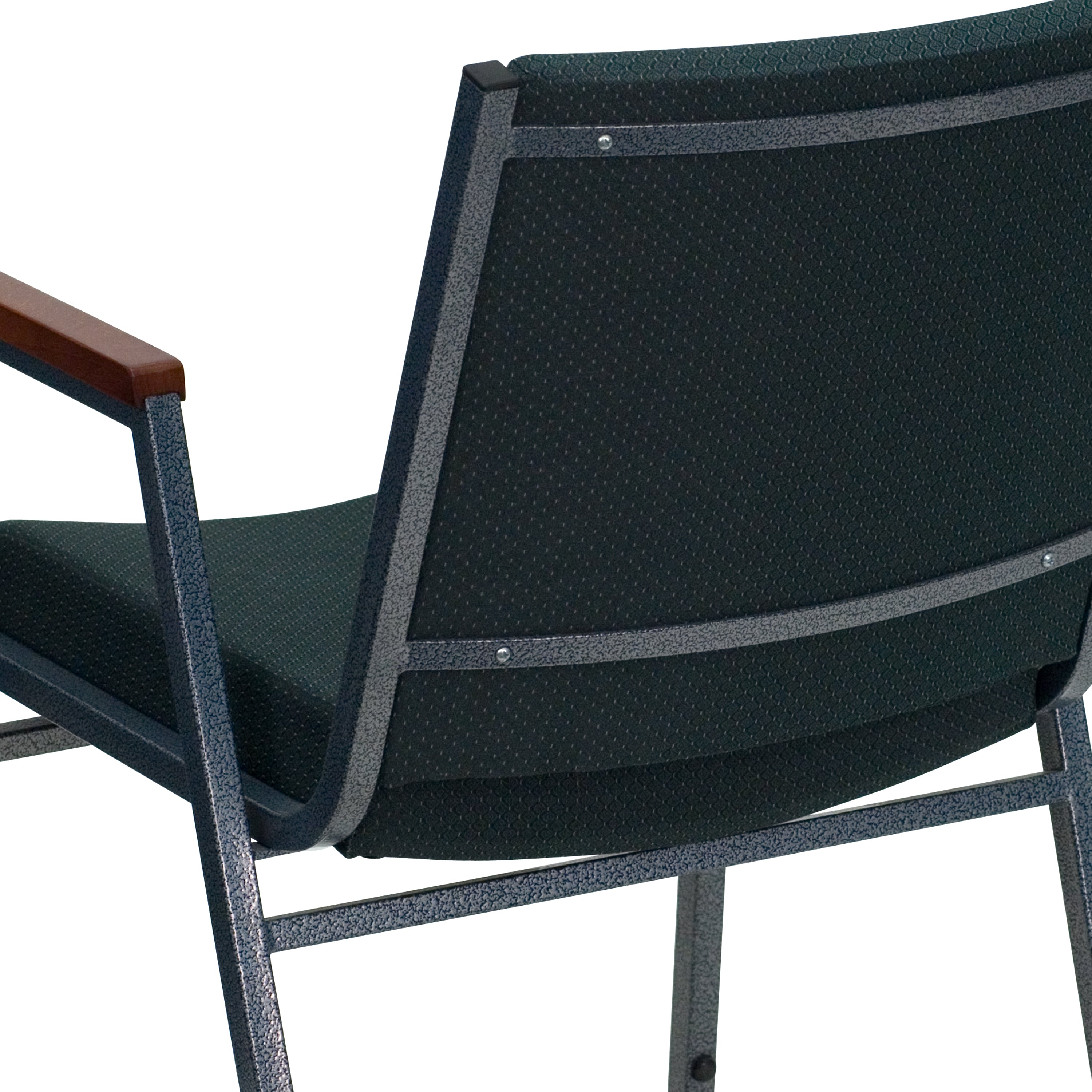 HERCULES Series Heavy Duty Green Patterned Fabric Stack Chair with Arms