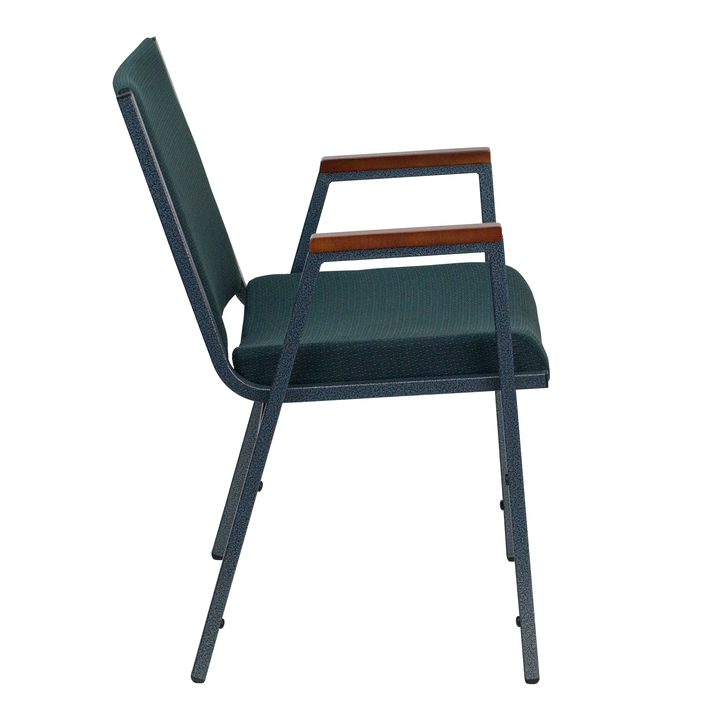 HERCULES Series Heavy Duty Green Patterned Fabric Stack Chair with Arms