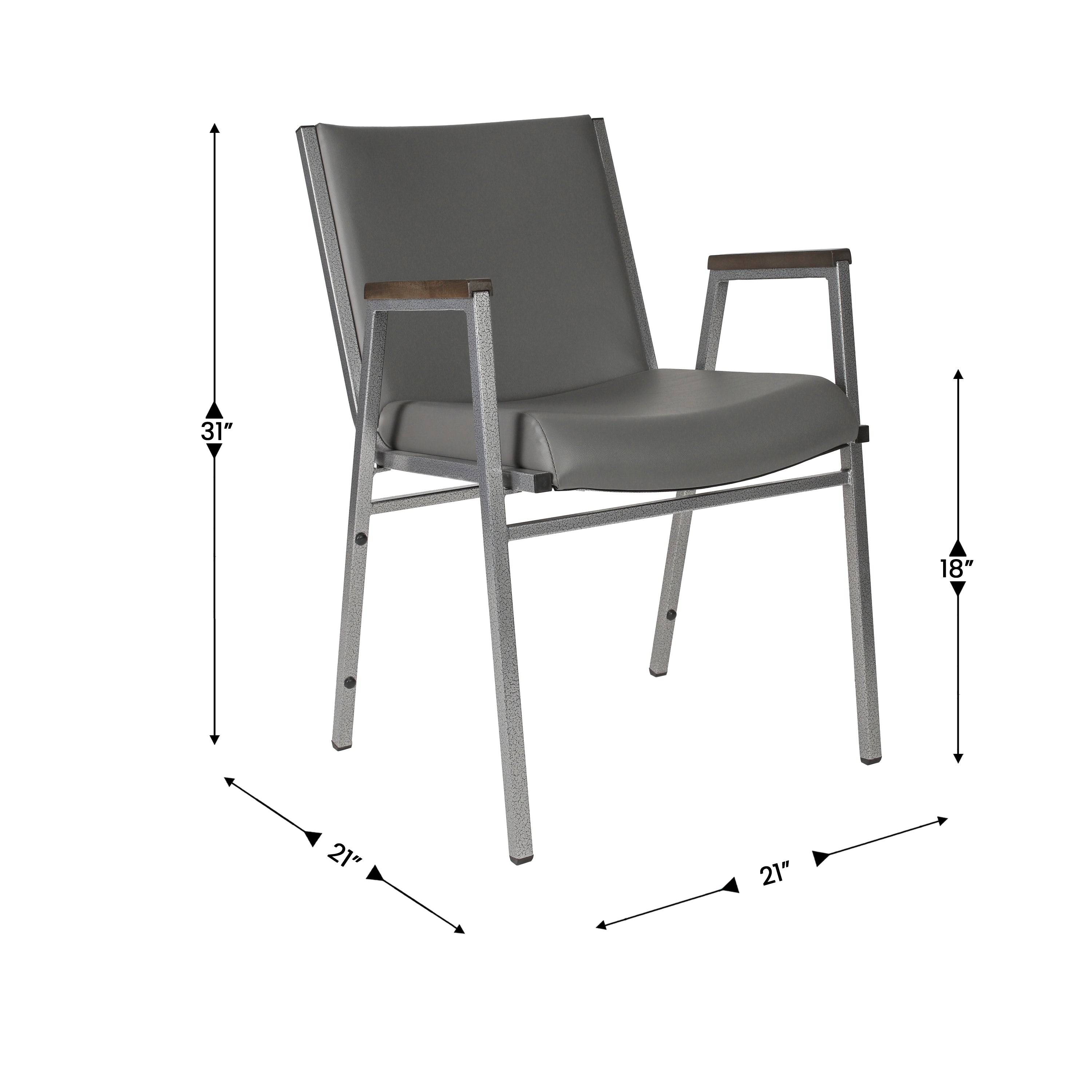 HERCULES Heavy Duty Gray Vinyl Stack Chair with Arms