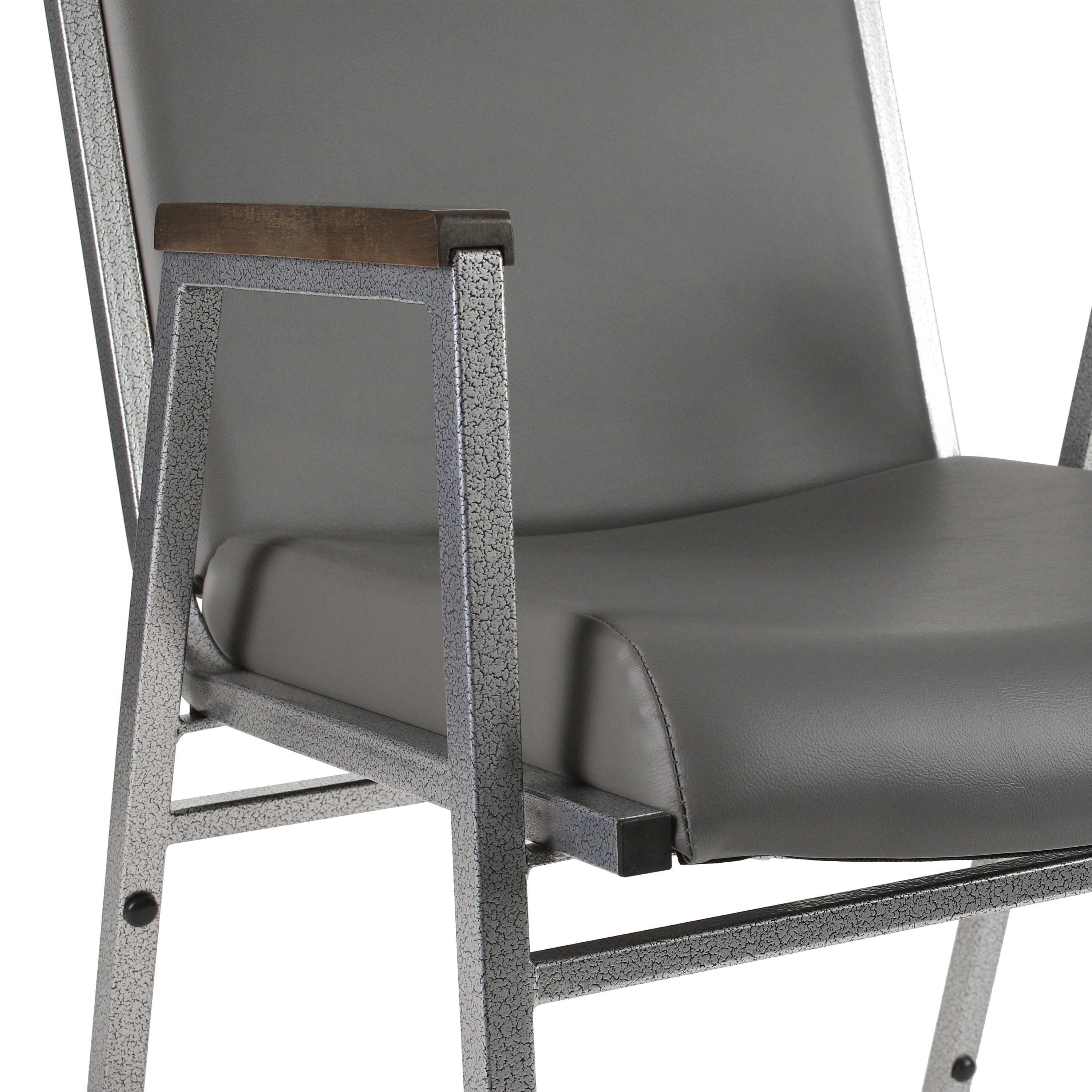 HERCULES Heavy Duty Gray Vinyl Stack Chair with Arms
