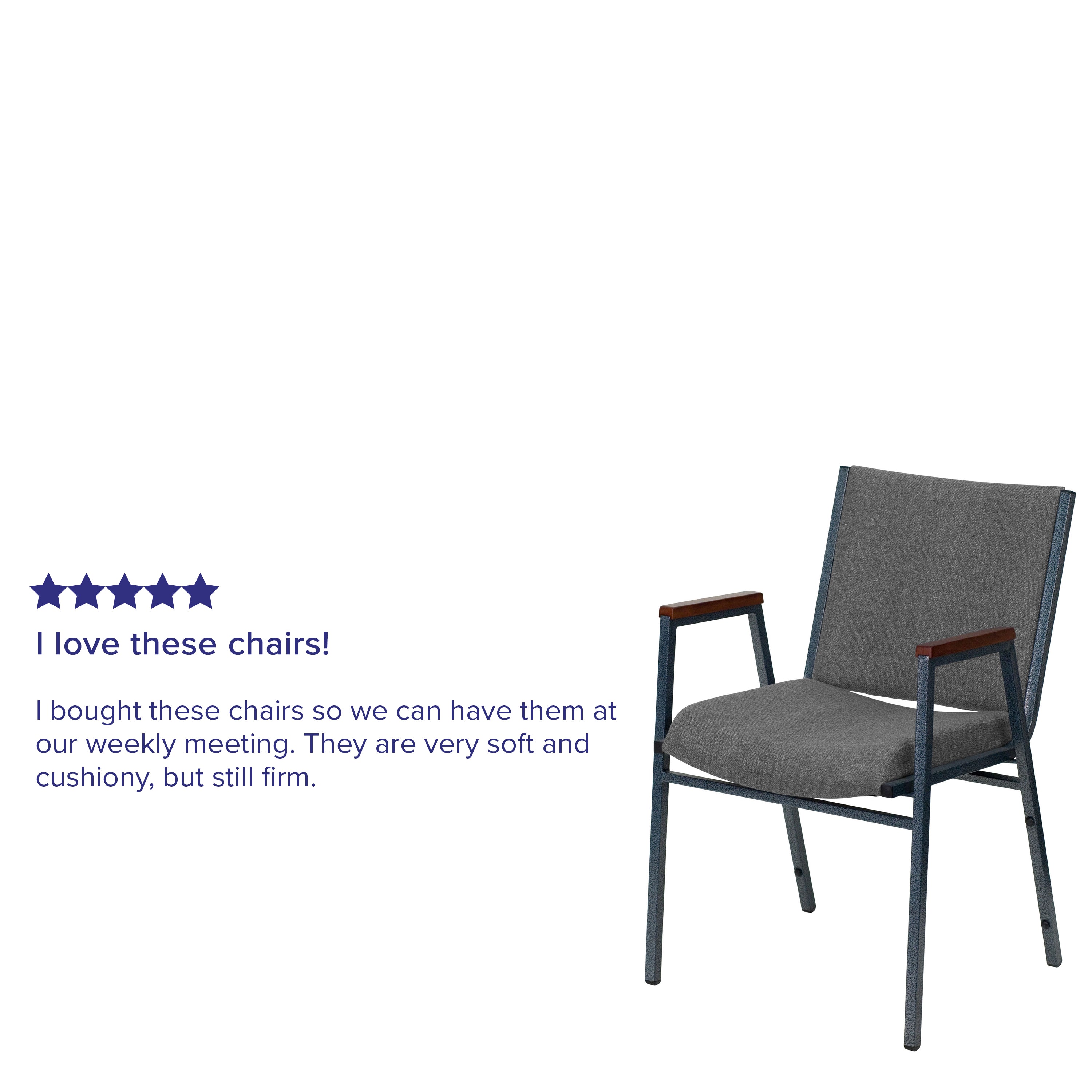 HERCULES Series Heavy Duty Gray Fabric Stack Chair with Arms