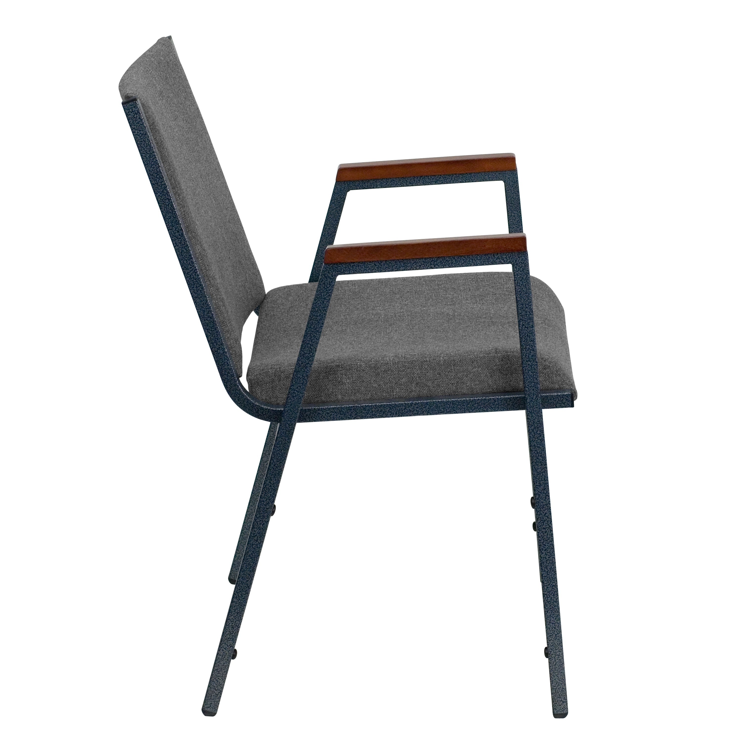 HERCULES Series Heavy Duty Gray Fabric Stack Chair with Arms