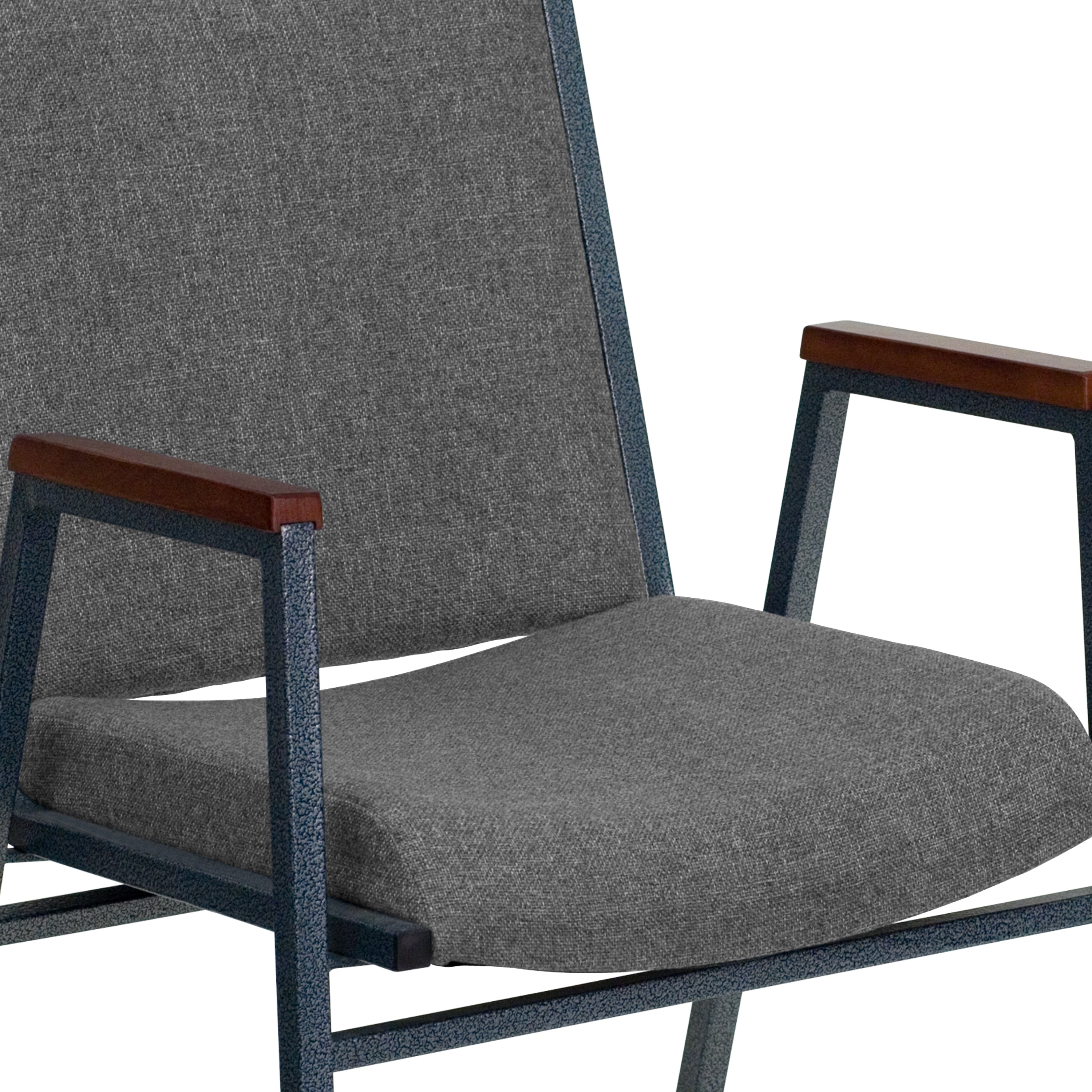 HERCULES Series Heavy Duty Gray Fabric Stack Chair with Arms