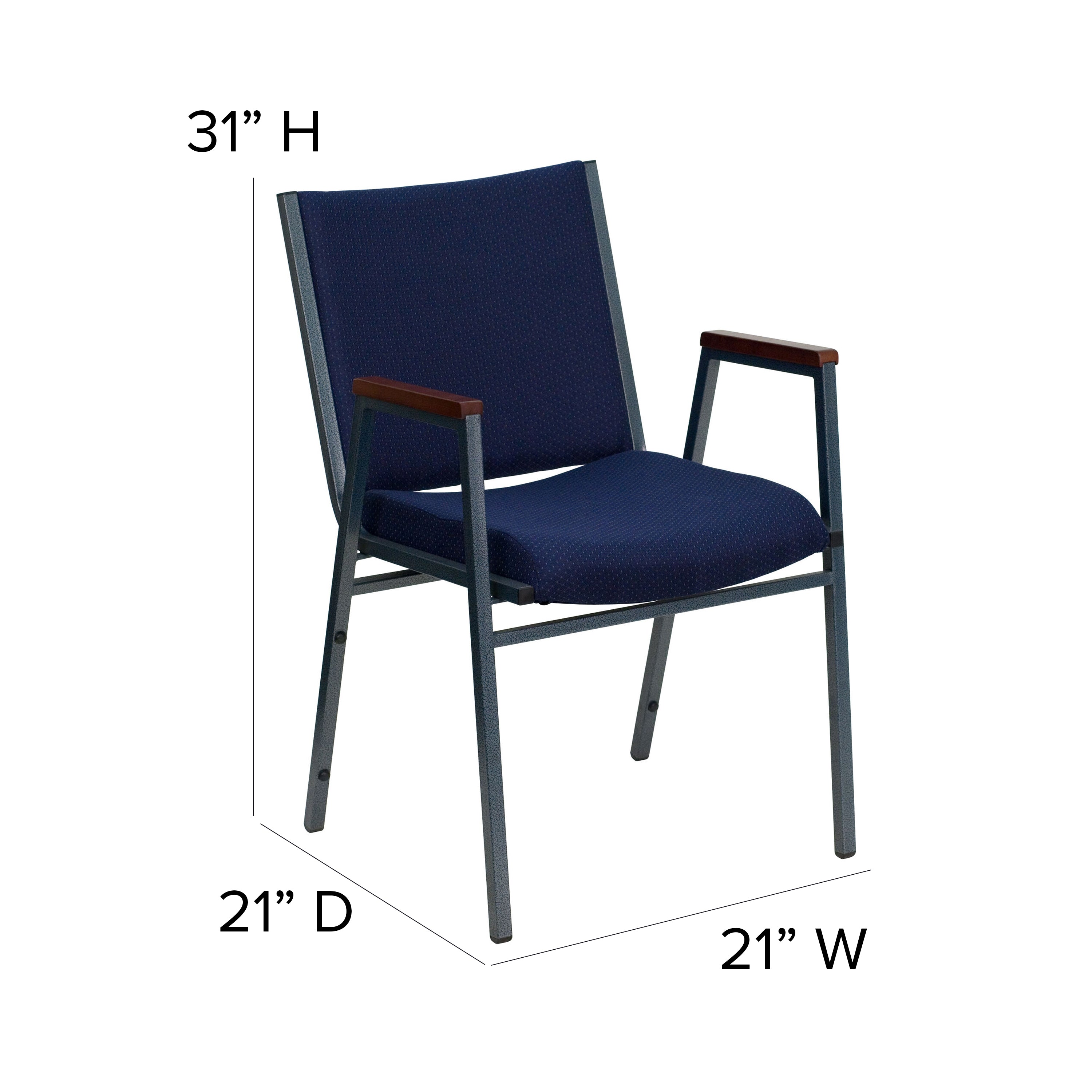 HERCULES Series Heavy Duty Navy Blue Dot Fabric Stack Chair with Arms