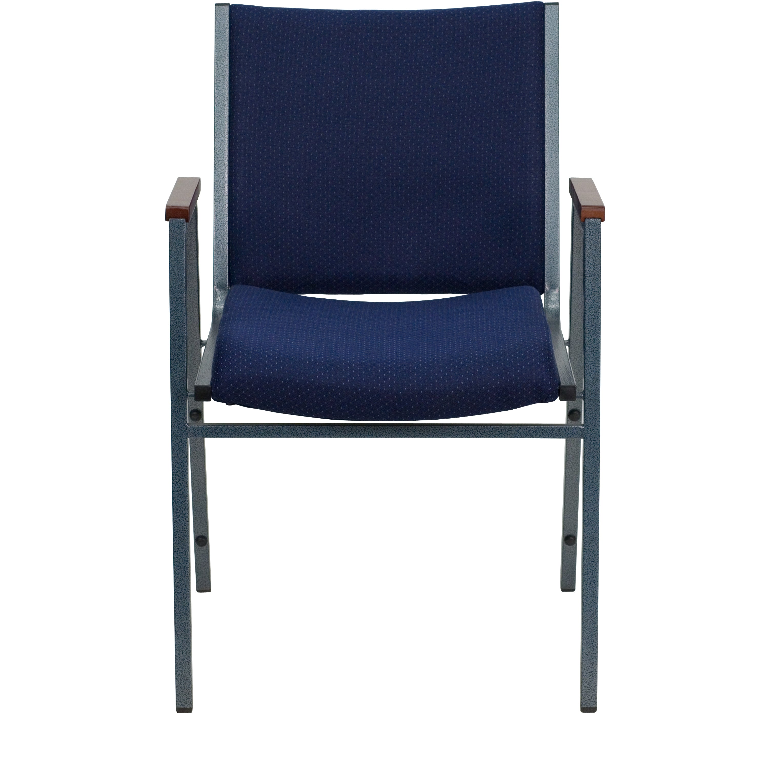 HERCULES Series Heavy Duty Navy Blue Dot Fabric Stack Chair with Arms