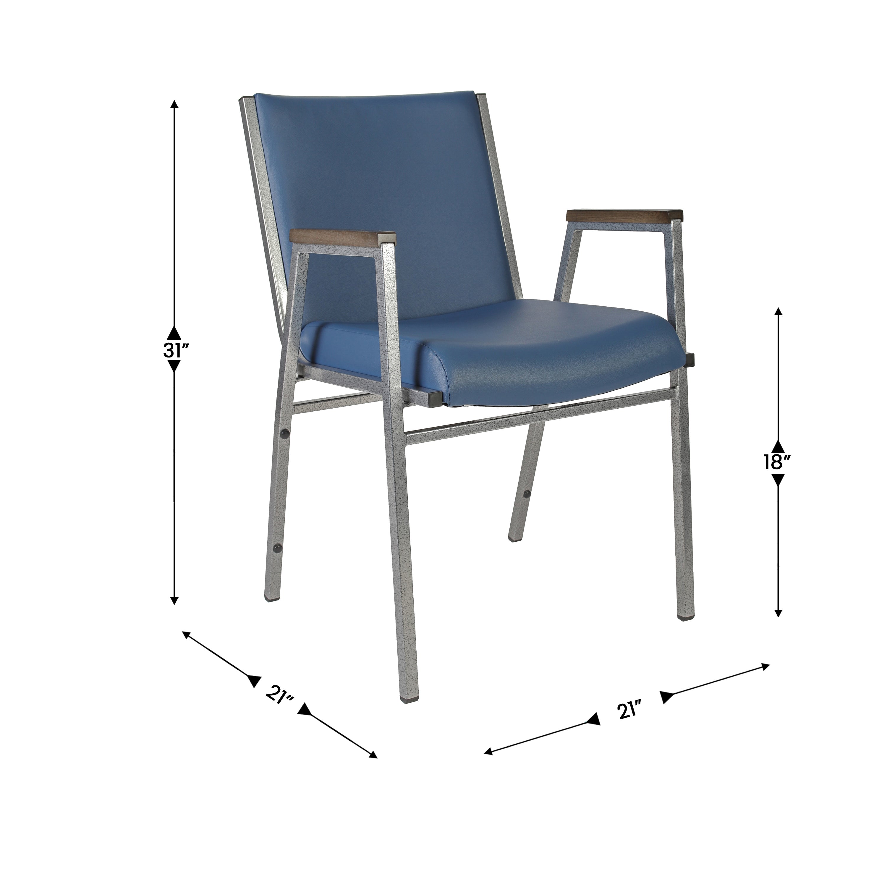 HERCULES Heavy Duty Navy Vinyl Stack Chair with Arms