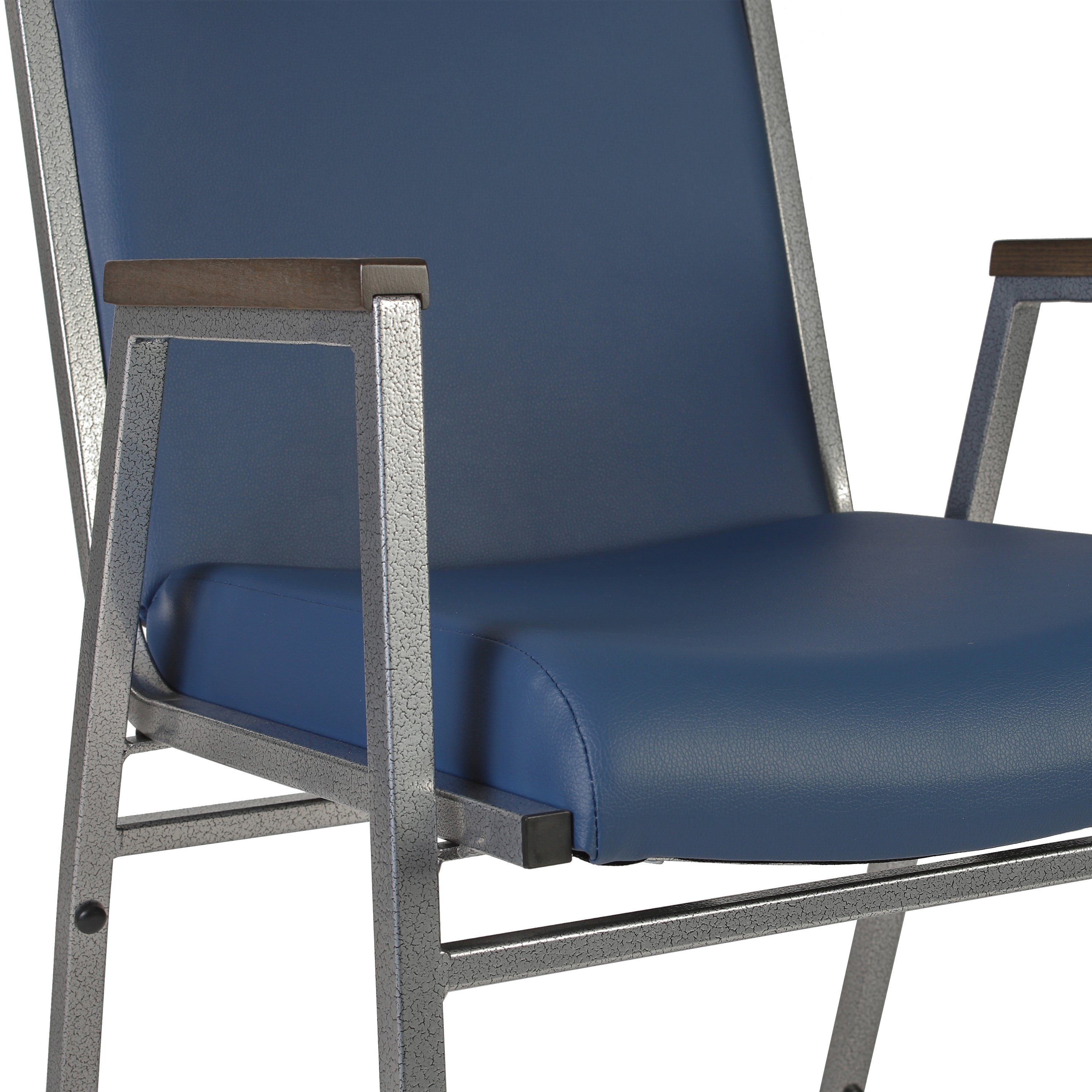 HERCULES Heavy Duty Navy Vinyl Stack Chair with Arms