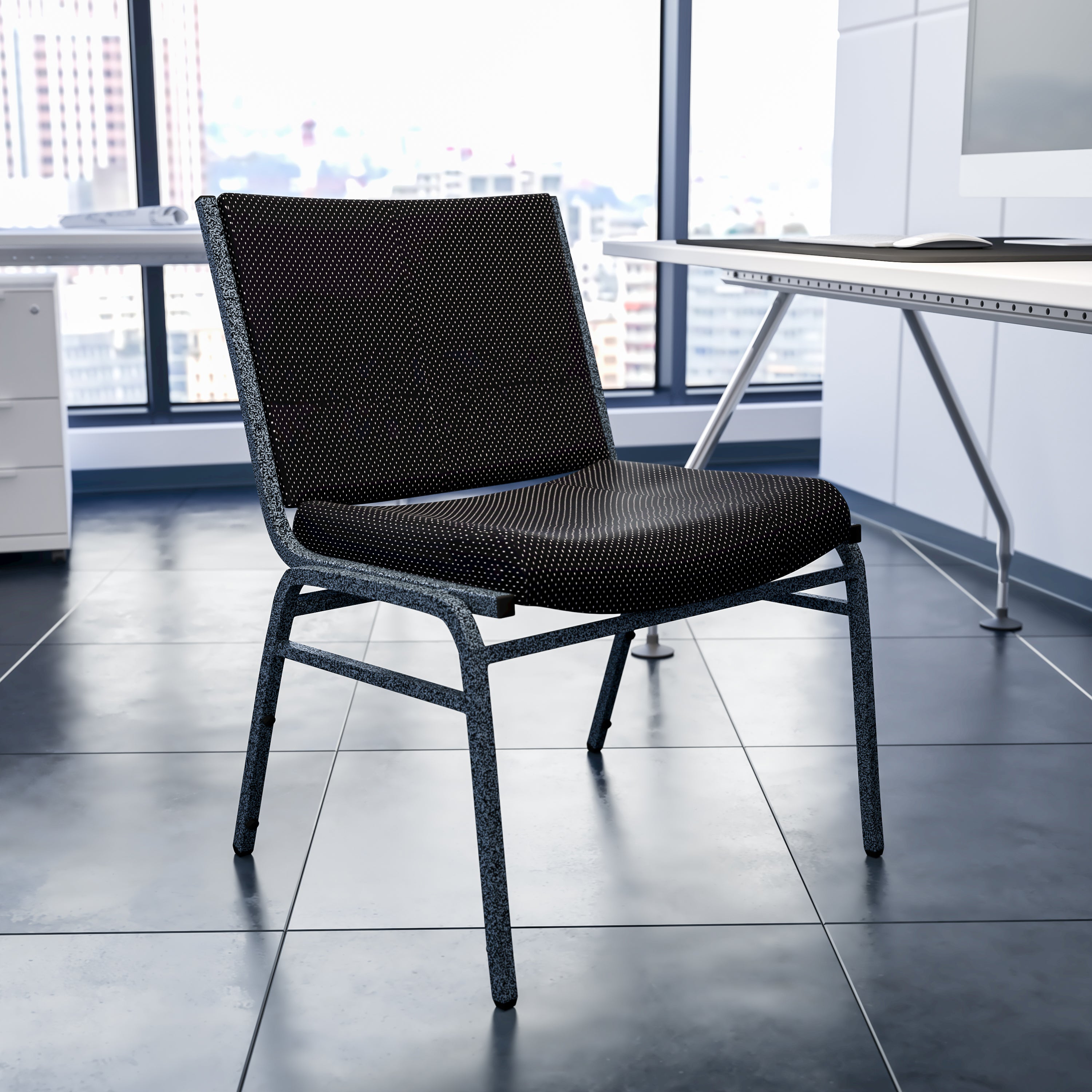 HERCULES Series Big & Tall 1000 lb. Rated Black Fabric Stack Chair
