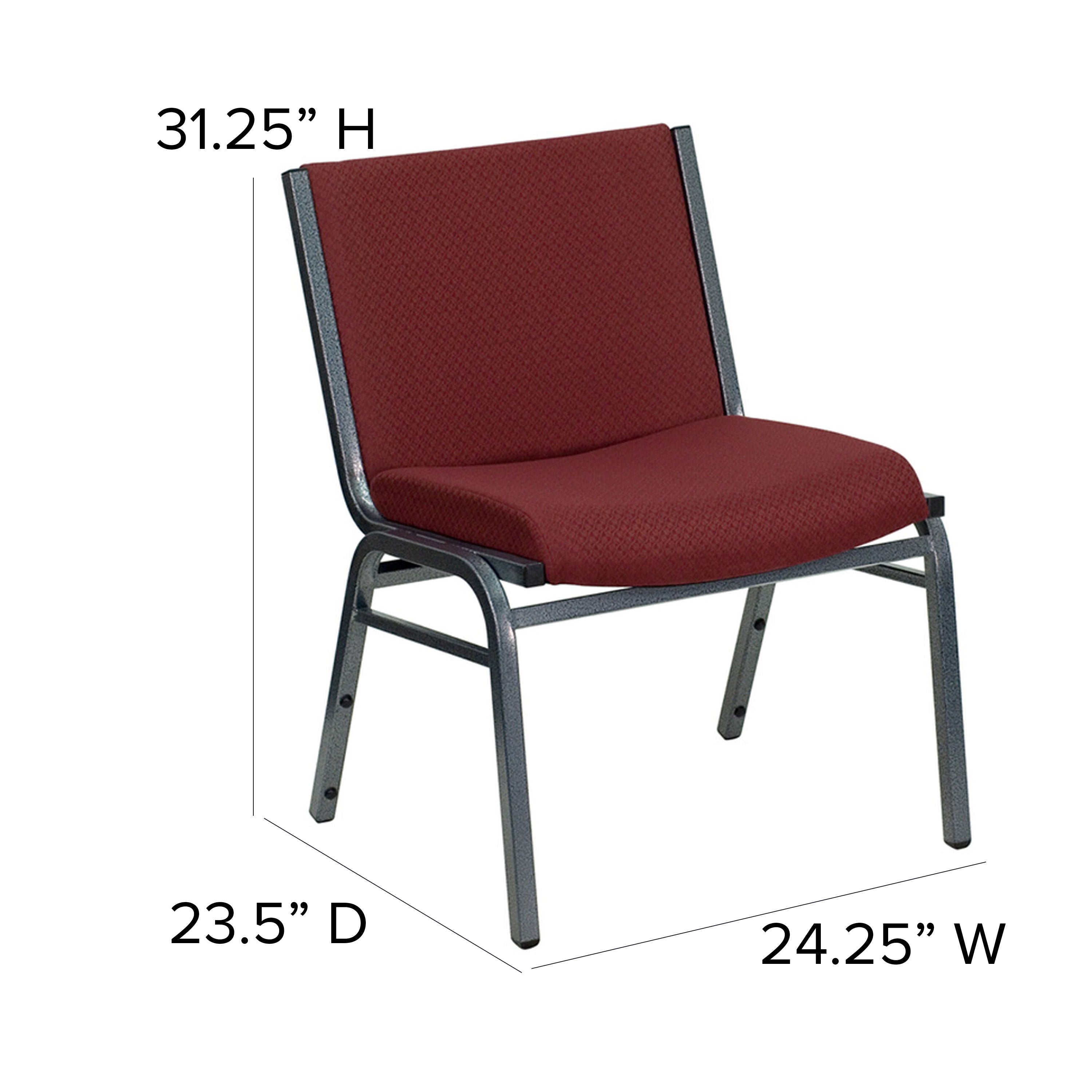 HERCULES Series Big & Tall 1000 lb. Rated Burgundy Fabric Stack Chair