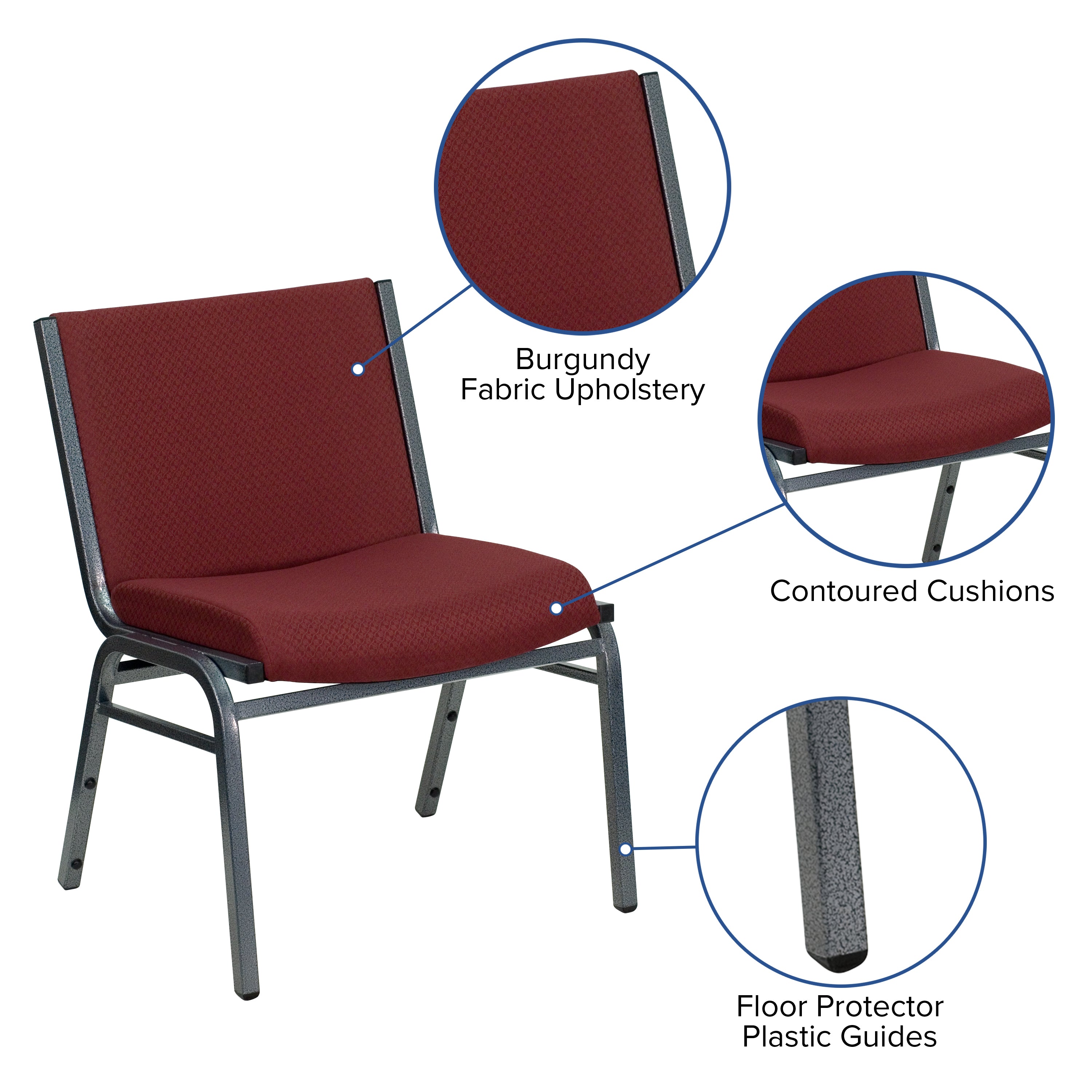 HERCULES Series Big & Tall 1000 lb. Rated Burgundy Fabric Stack Chair