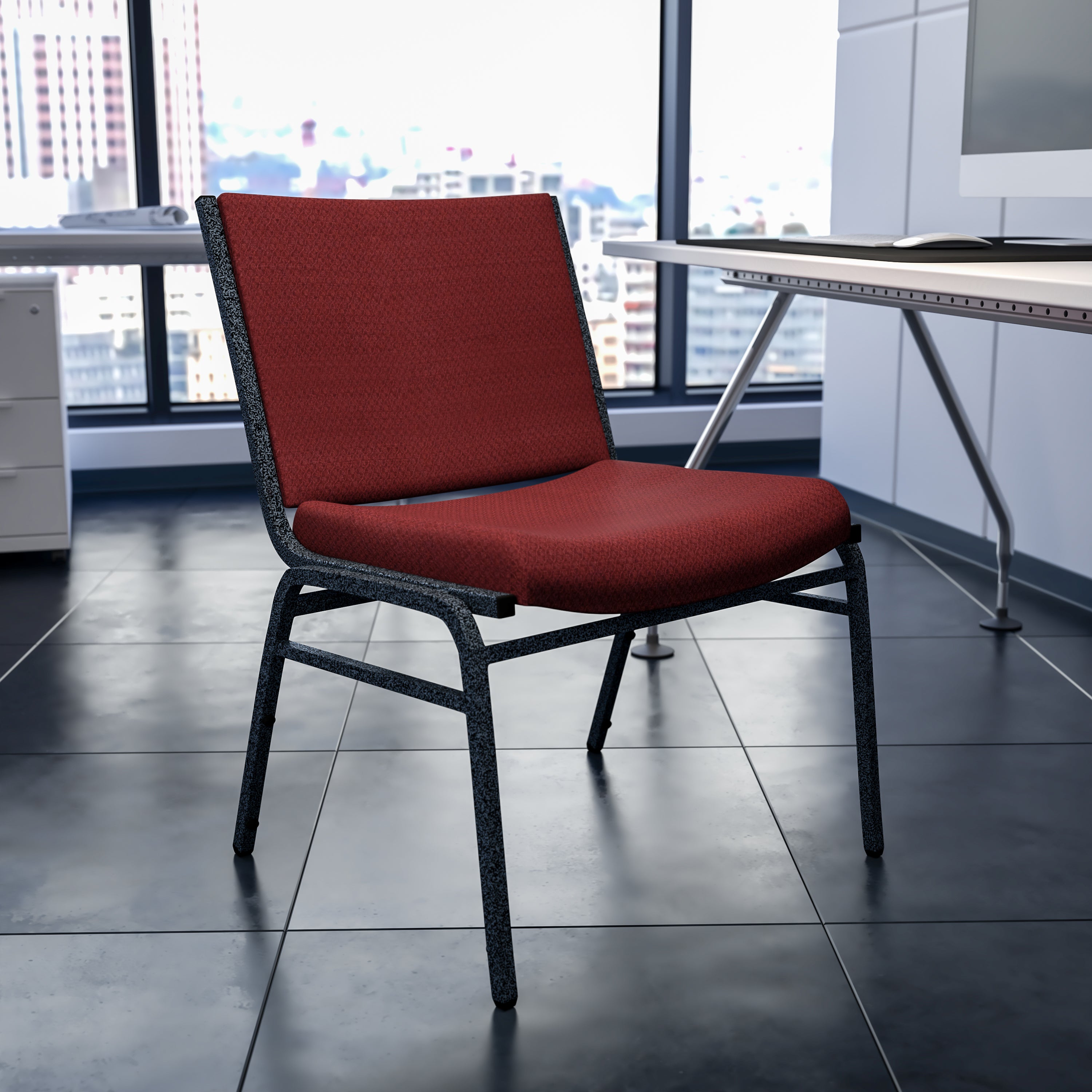 HERCULES Series Big & Tall 1000 lb. Rated Burgundy Fabric Stack Chair