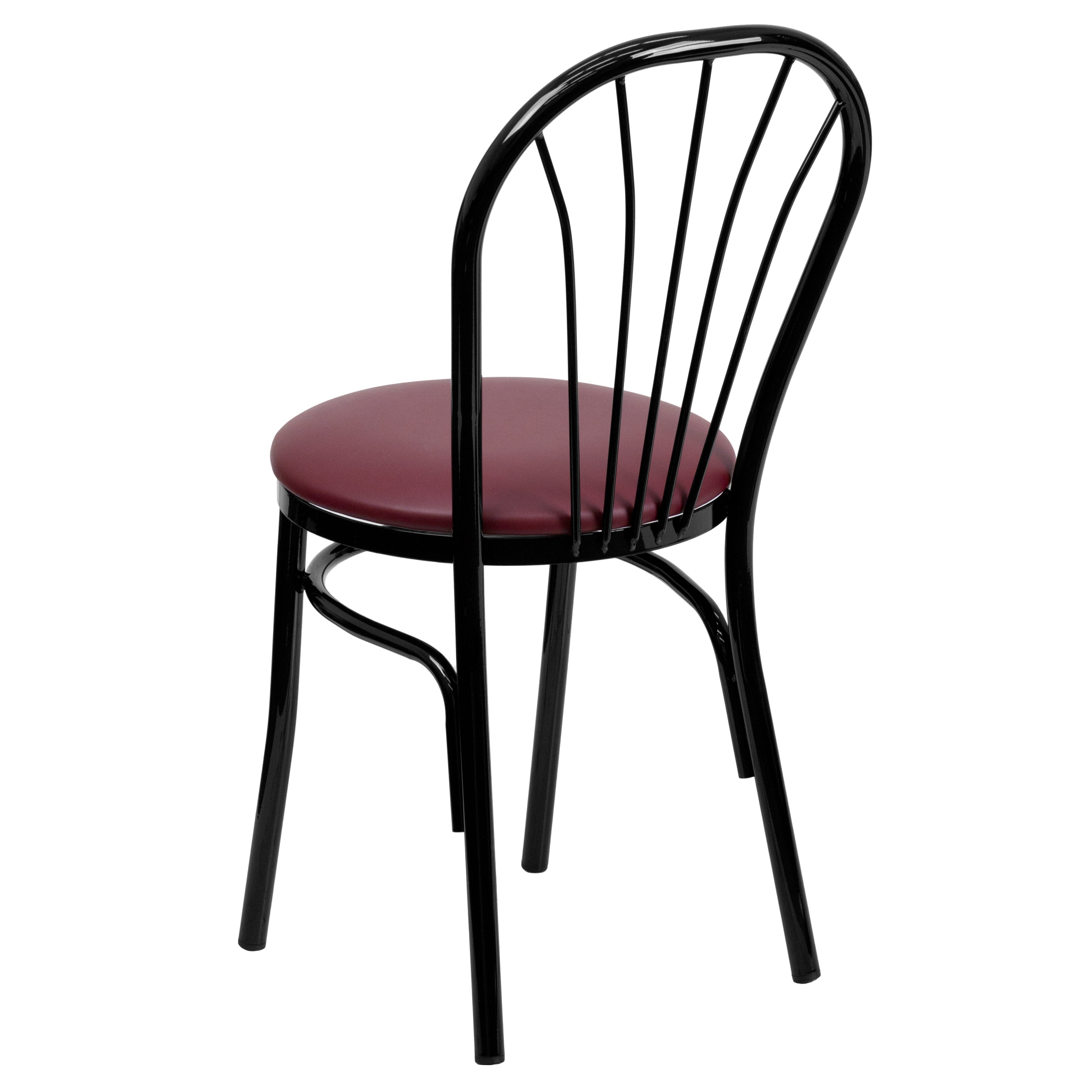 HERCULES Series Fan Back Metal Chair - Burgundy Vinyl Seat