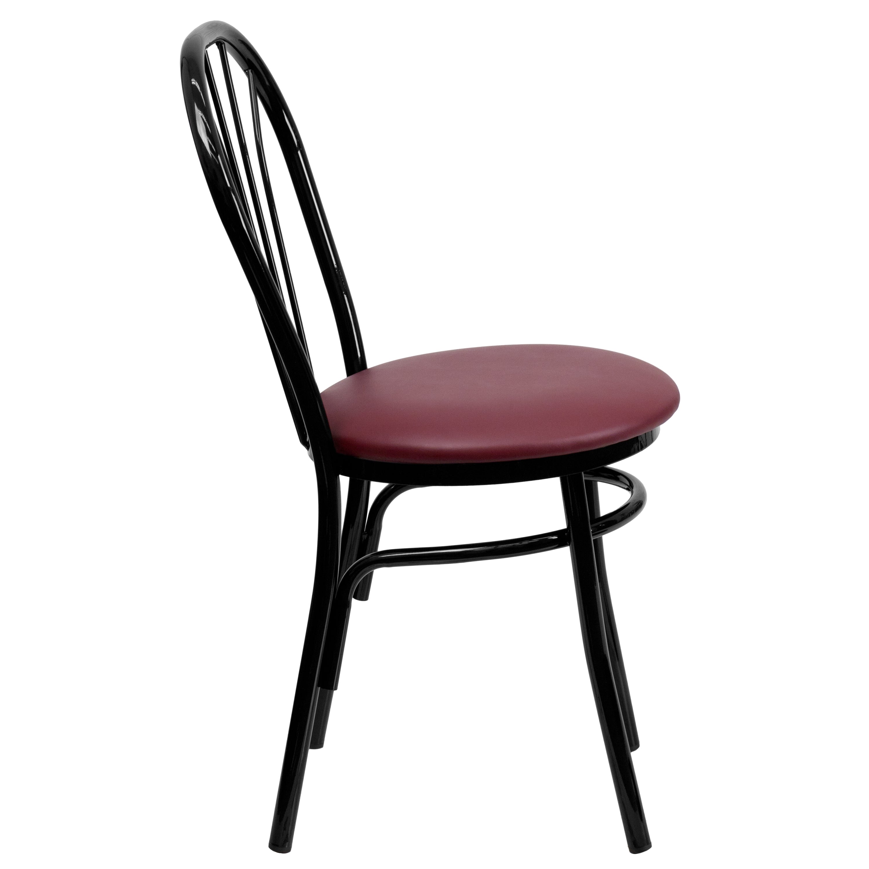 HERCULES Series Fan Back Metal Chair - Burgundy Vinyl Seat