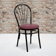 HERCULES Series Fan Back Metal Chair - Burgundy Vinyl Seat