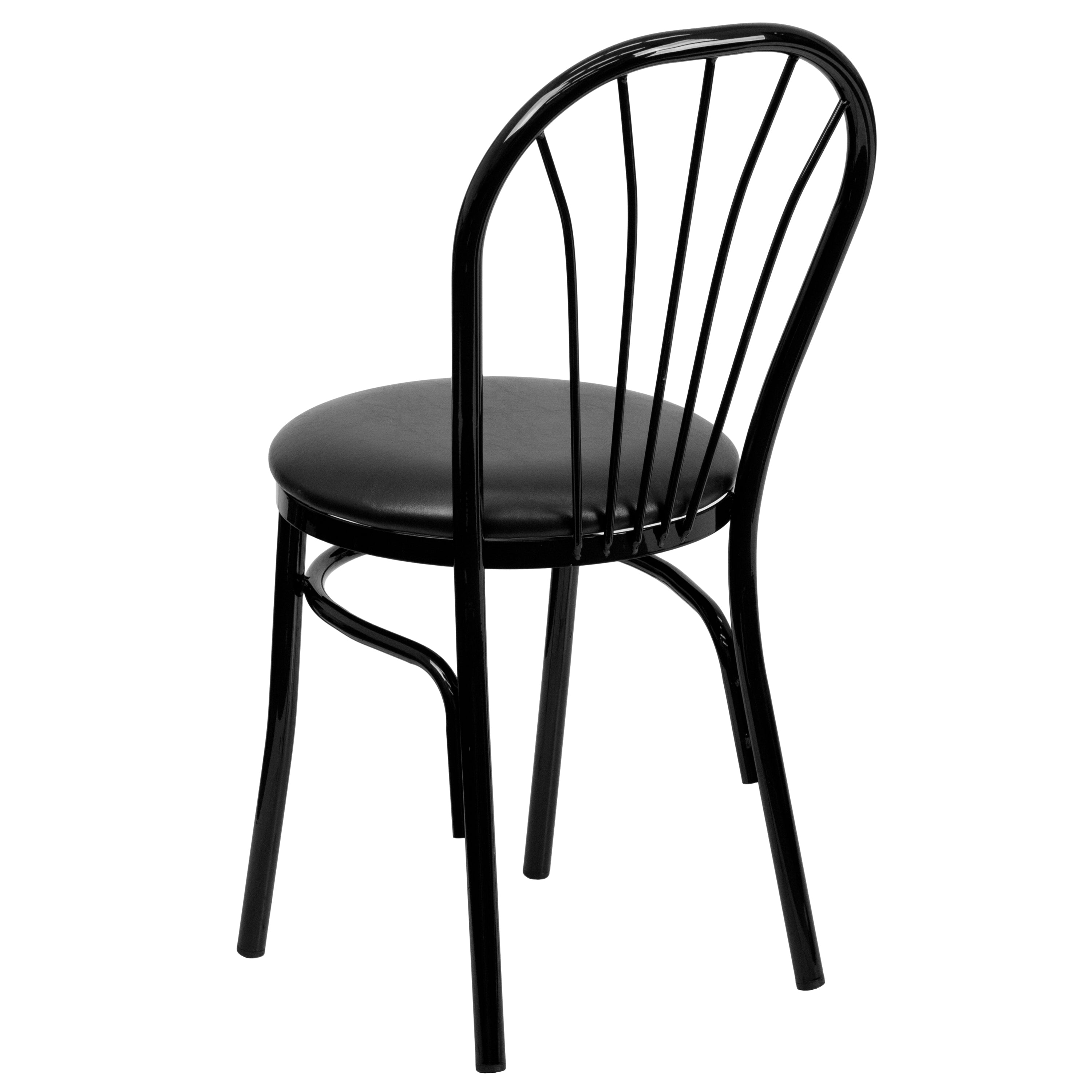 HERCULES Series Fan Back Metal Chair - Black Vinyl Seat
