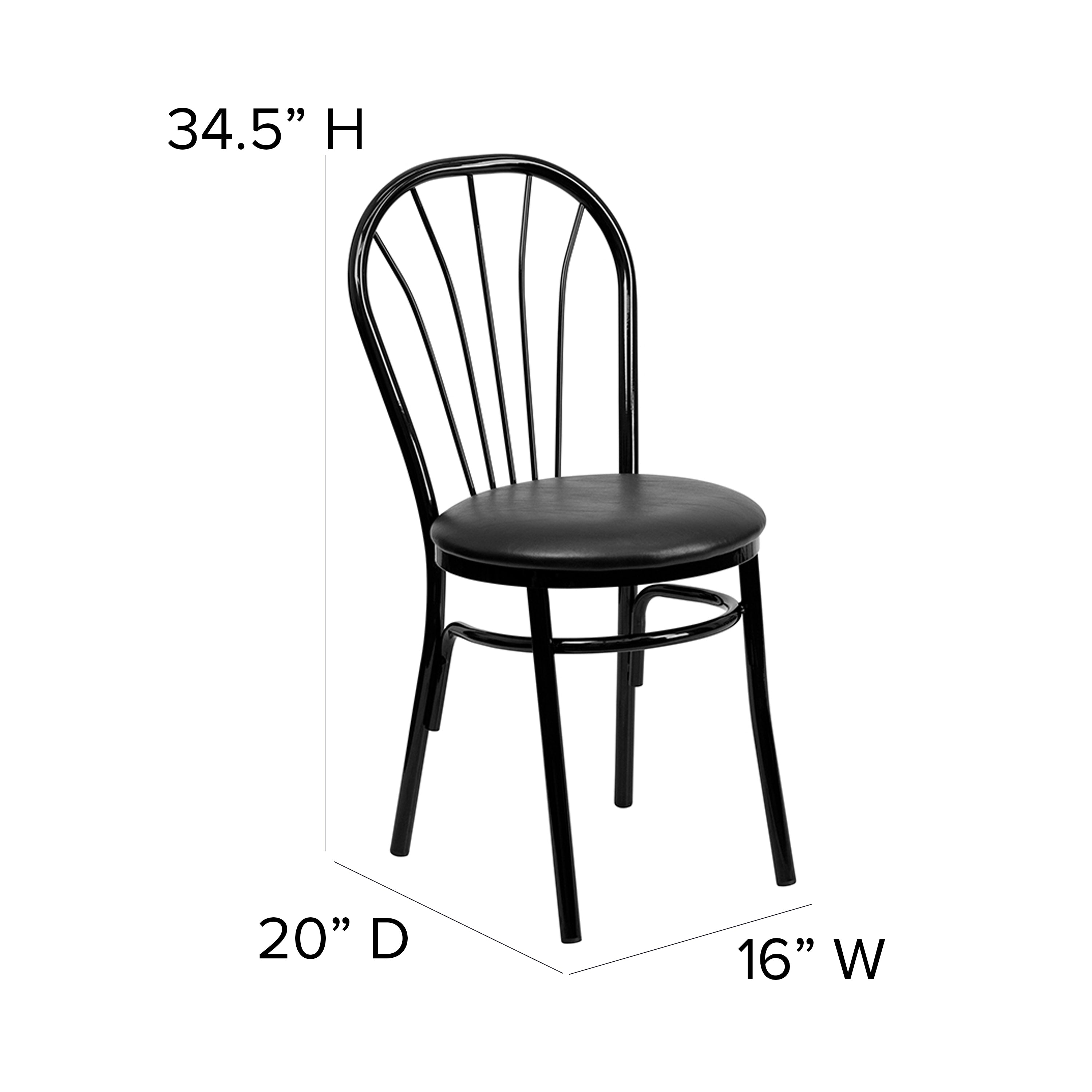 HERCULES Series Fan Back Metal Chair - Black Vinyl Seat