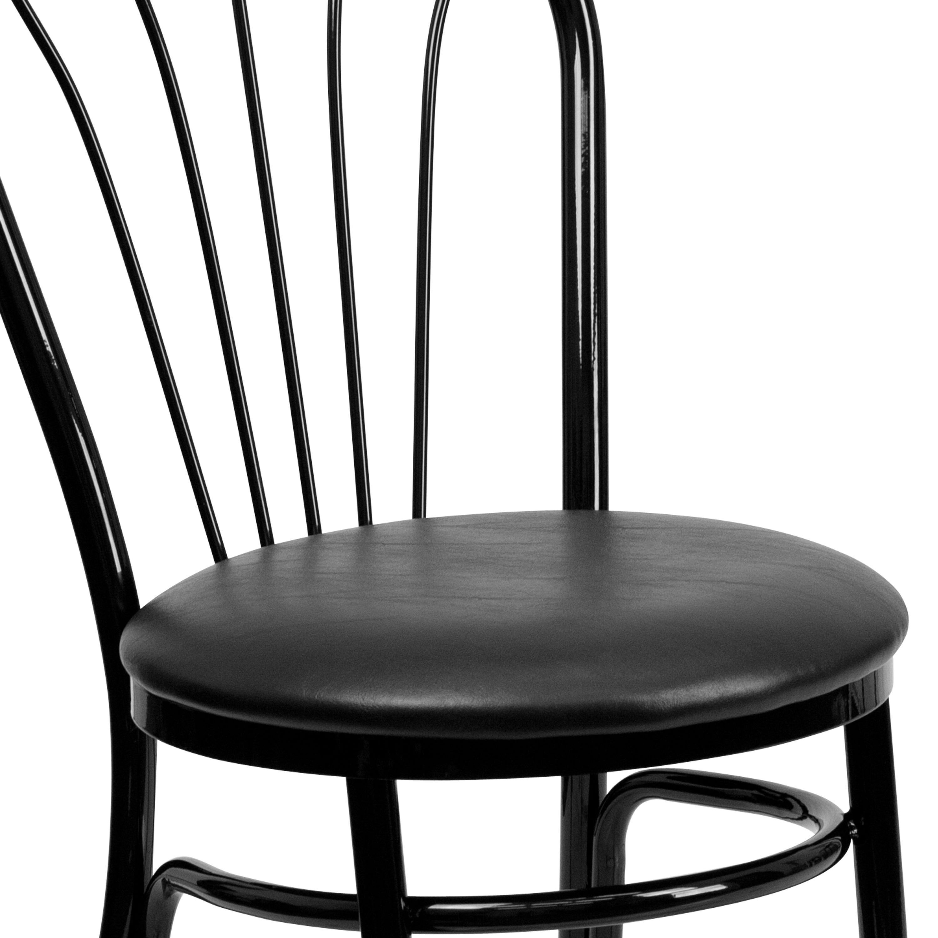HERCULES Series Fan Back Metal Chair - Black Vinyl Seat