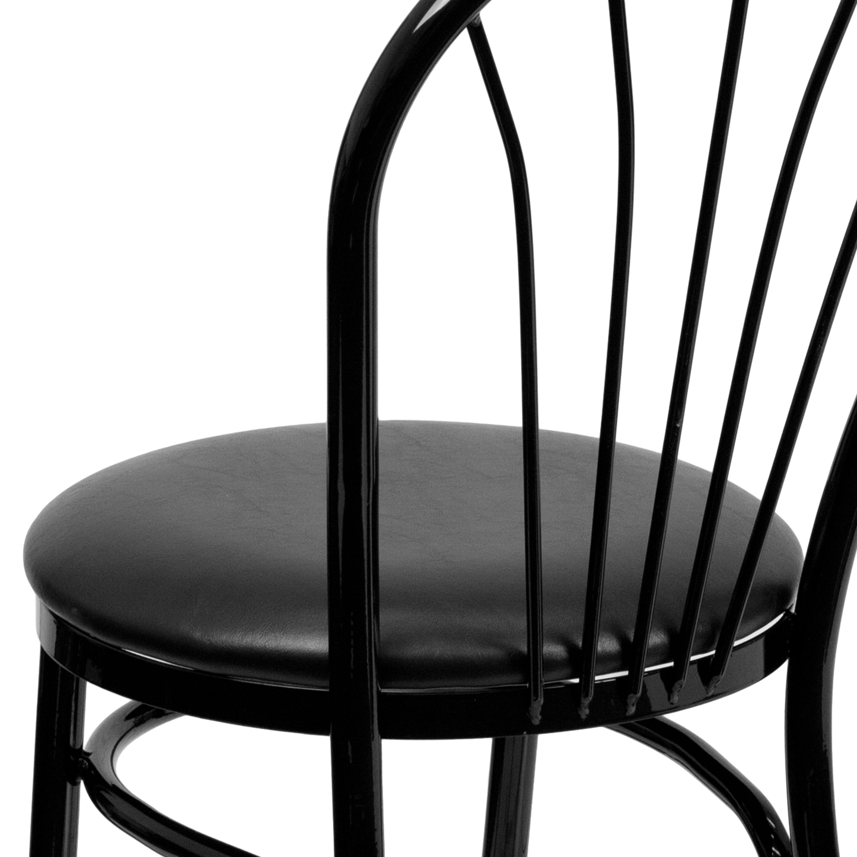 HERCULES Series Fan Back Metal Chair - Black Vinyl Seat