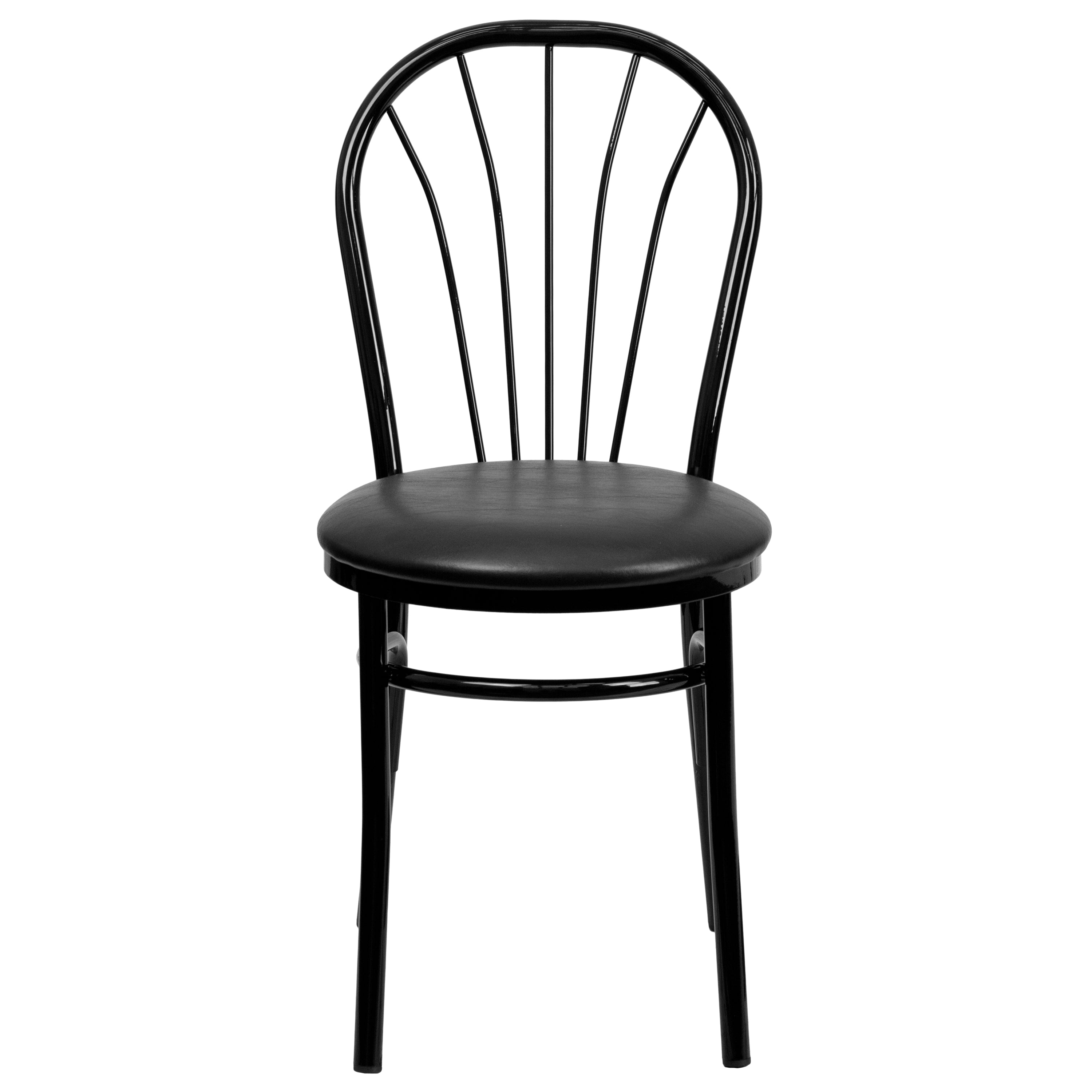 HERCULES Series Fan Back Metal Chair - Black Vinyl Seat