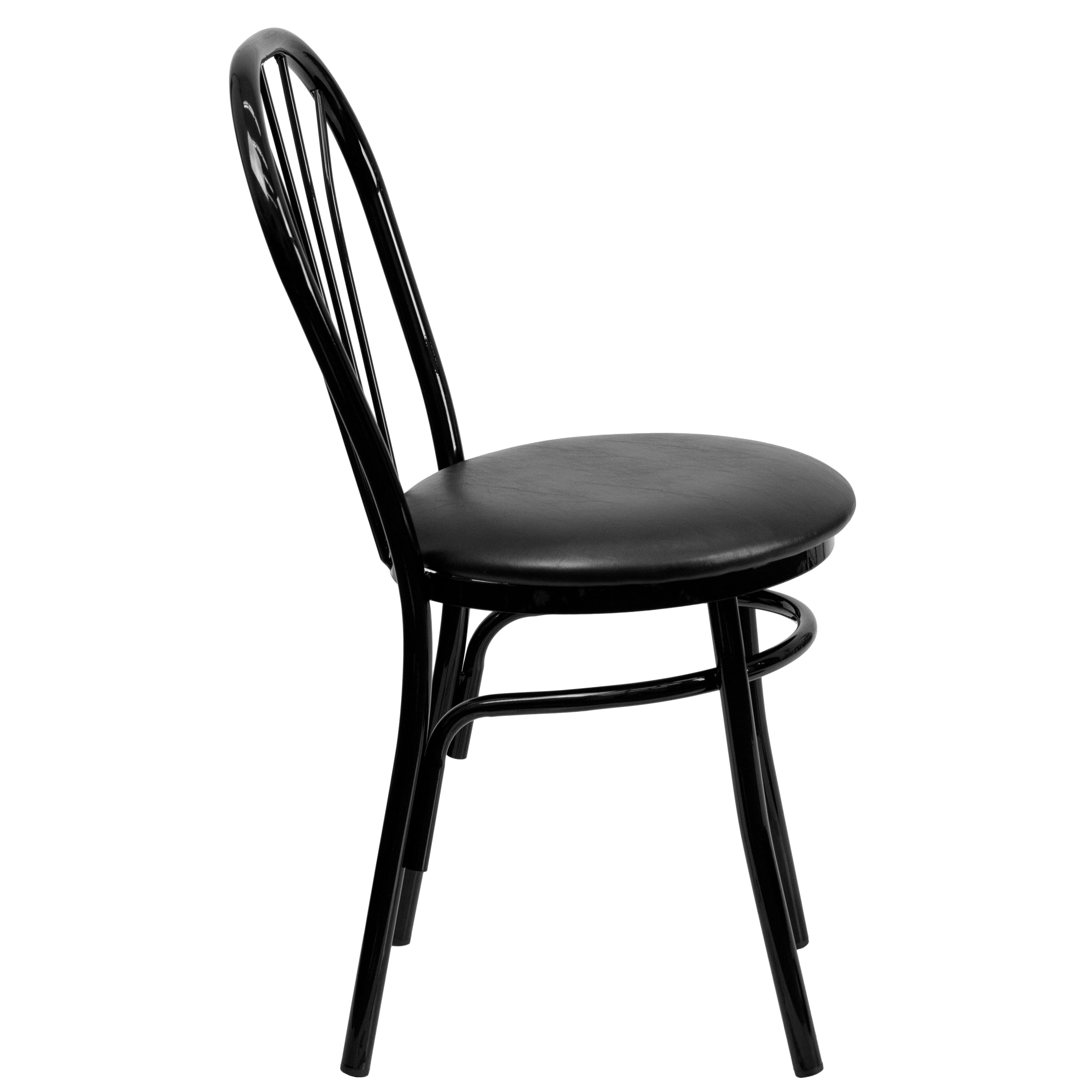 HERCULES Series Fan Back Metal Chair - Black Vinyl Seat