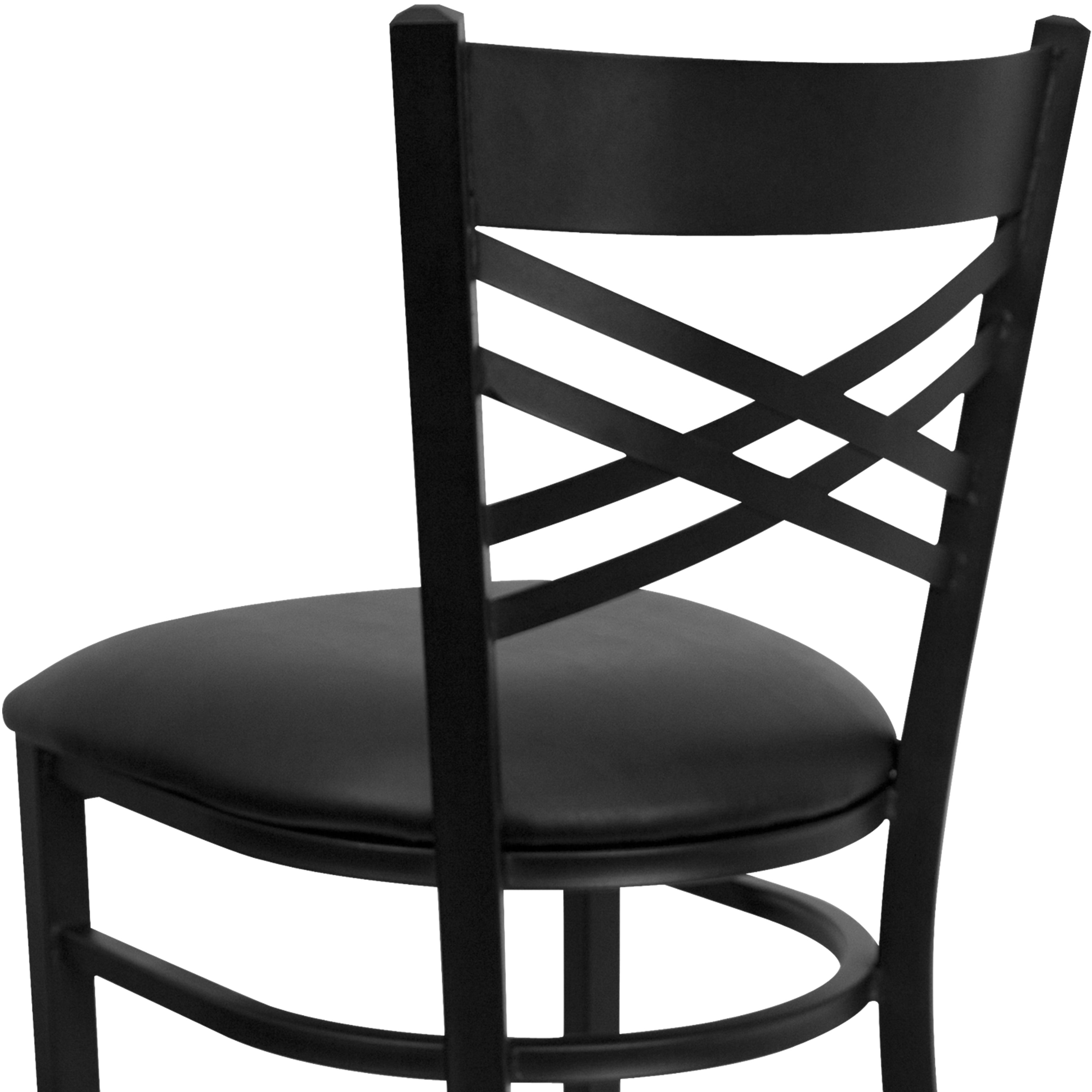 HERCULES Series Black ''X'' Back Metal Restaurant Barstool - Black Vinyl Seat