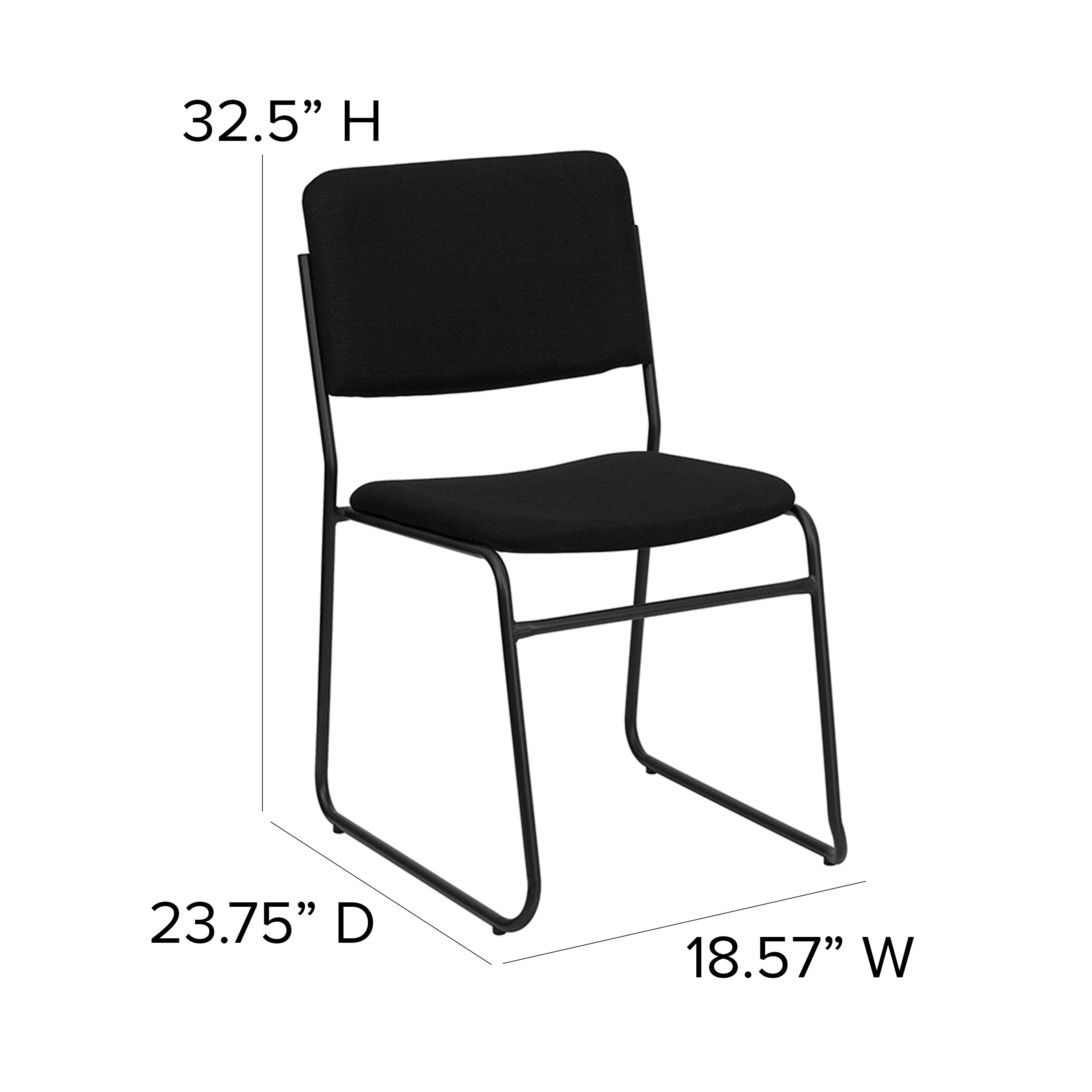HERCULES Series 500 lb. Capacity High Density Black Fabric Stacking Chair with Sled Base