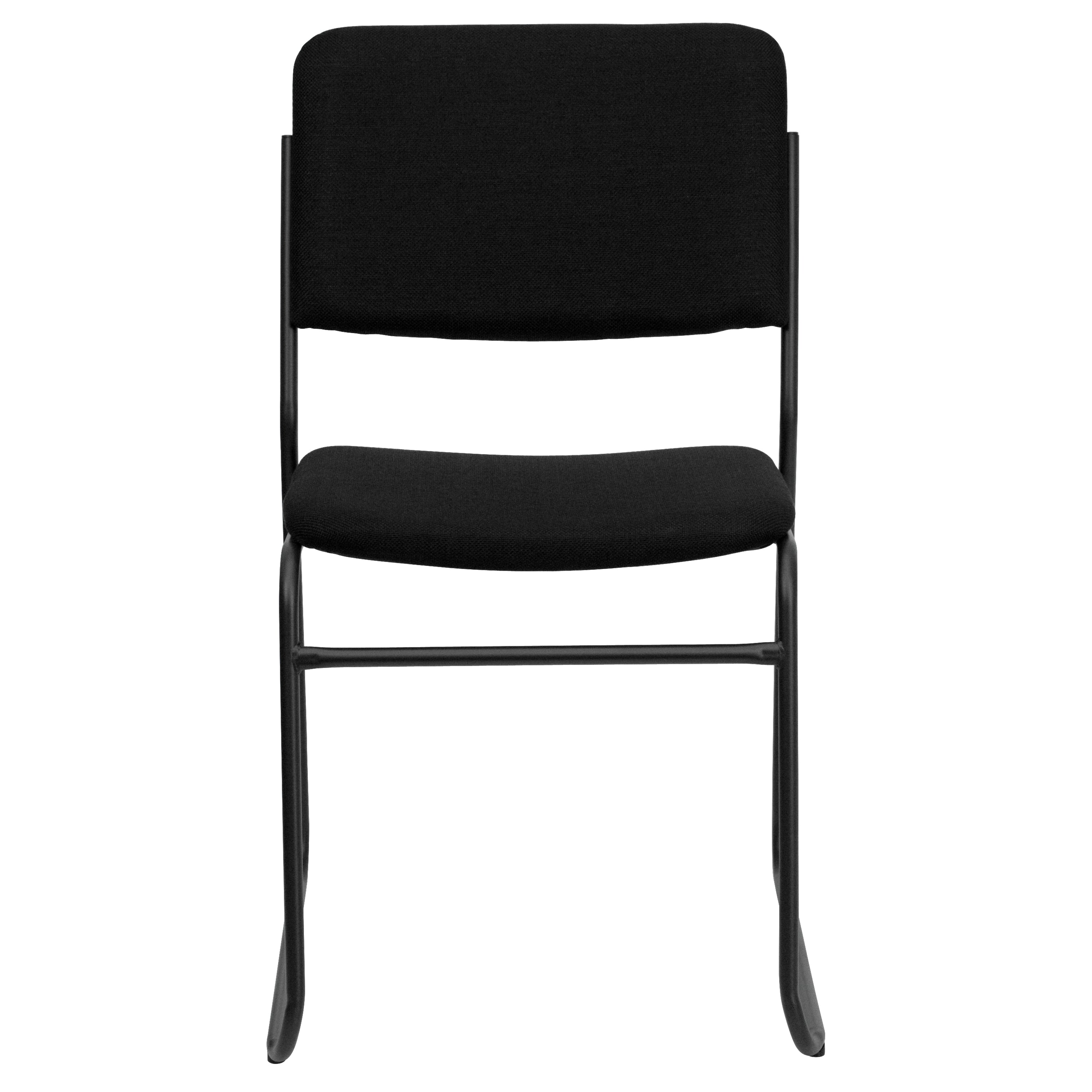 HERCULES Series 500 lb. Capacity High Density Black Fabric Stacking Chair with Sled Base