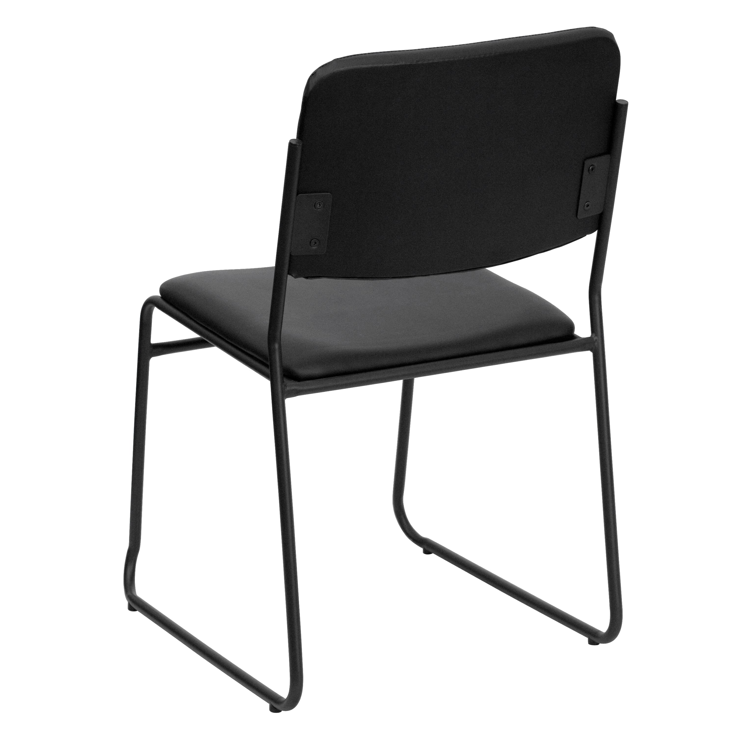 HERCULES Series 500 lb. Capacity High Density Black Vinyl Stacking Chair with Sled Base