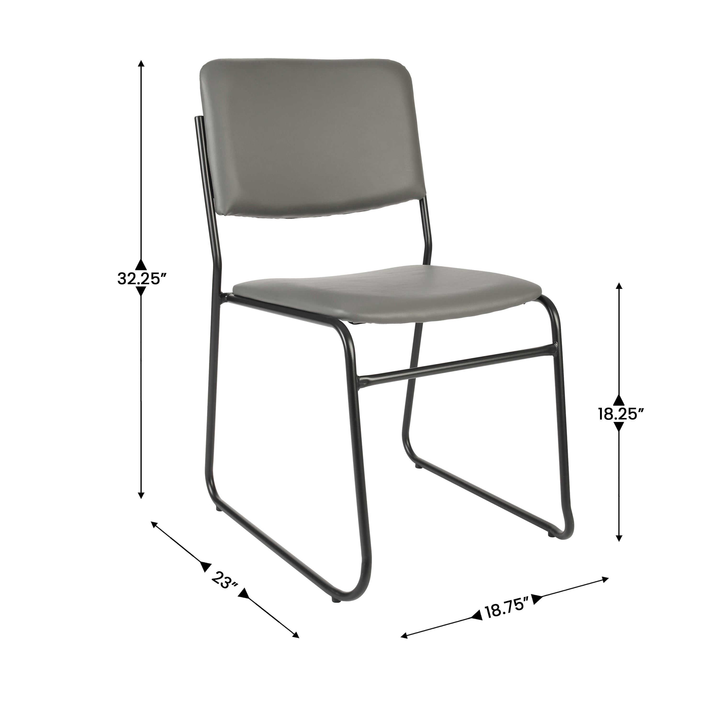 HERCULES 500 lb. Capacity High Density Gray Vinyl Stacking Chair with Sled Base
