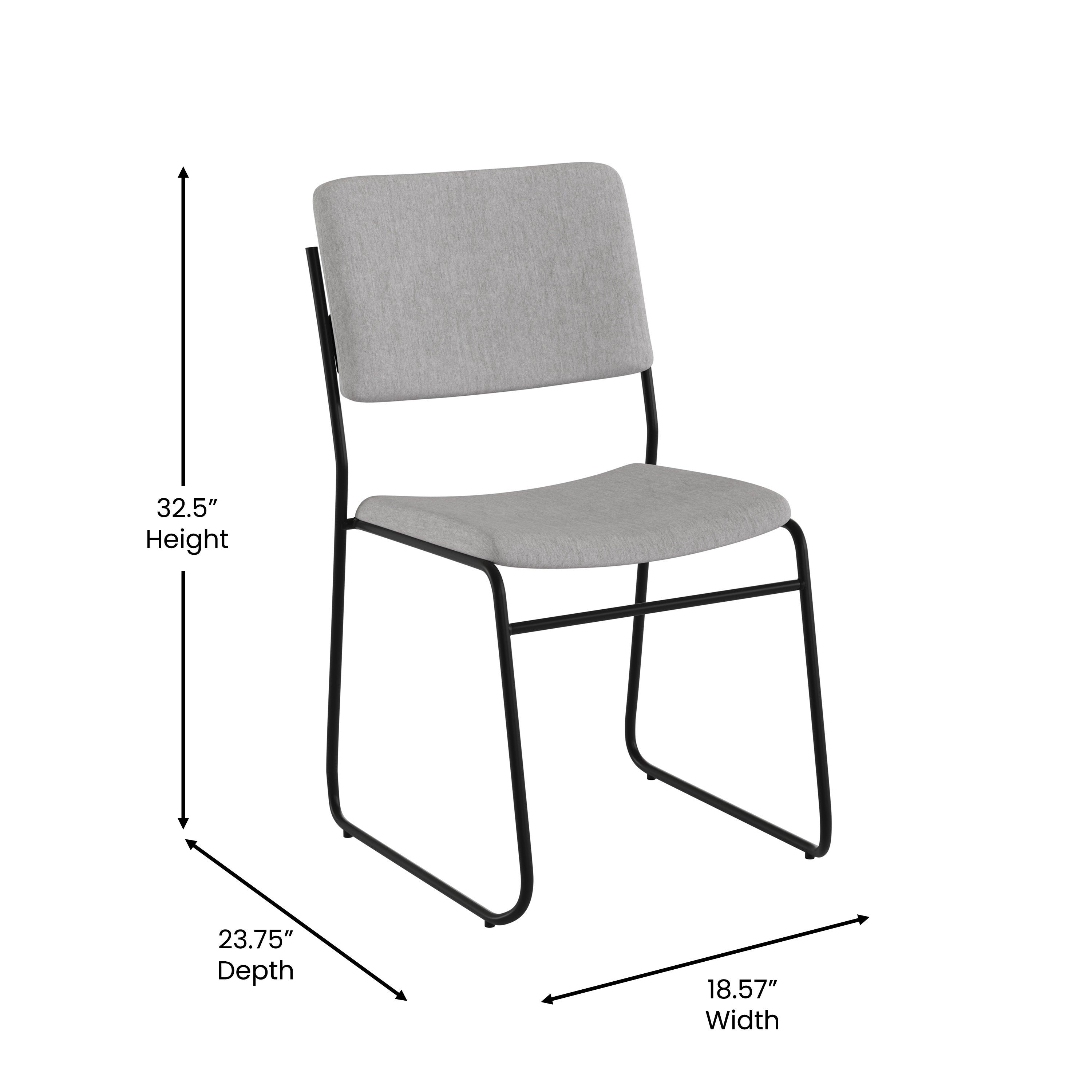 HERCULES Series 500 lb. Capacity High Density Gray Fabric Stacking Chair with Sled Base
