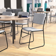 HERCULES Series 500 lb. Capacity High Density Gray Fabric Stacking Chair with Sled Base