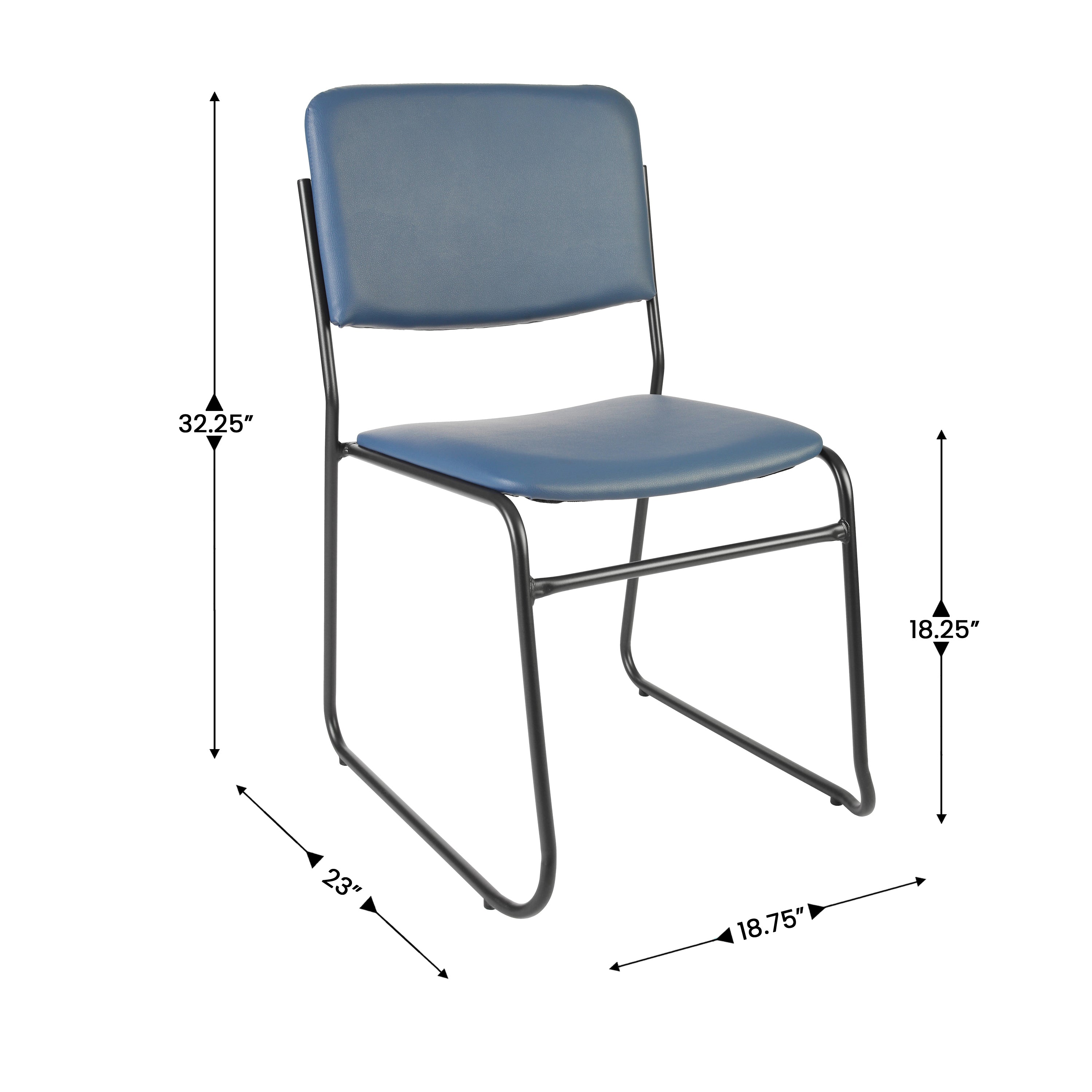 HERCULES 500 lb. Capacity High Density Navy Vinyl Stacking Chair with Sled Base