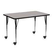 Wren Mobile 24''W x 48''L Rectangular Grey HP Laminate Activity Table - Standard Height Adjustable Legs