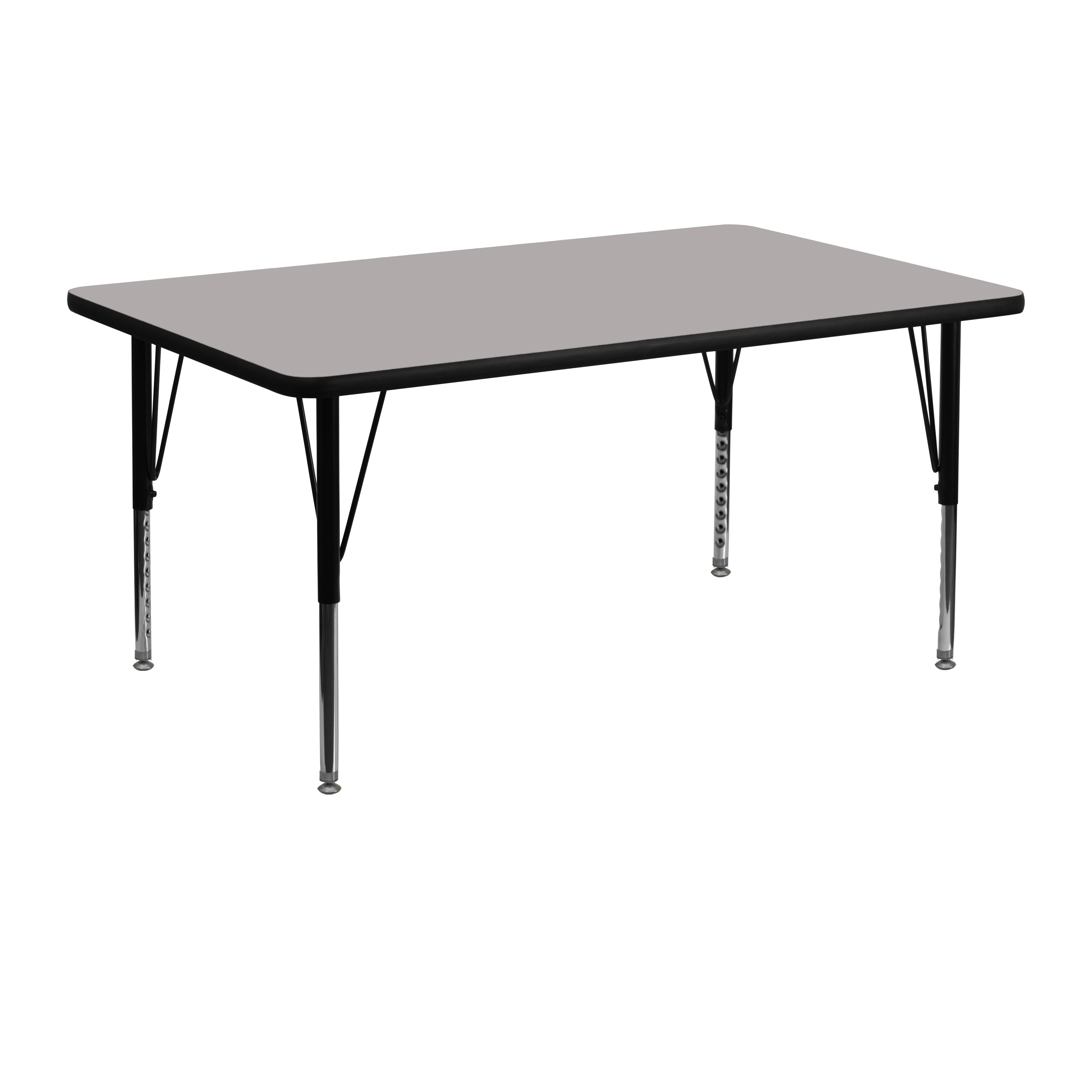 Wren 24''W x 48''L Rectangular Grey HP Laminate Activity Table - Height Adjustable Short Legs