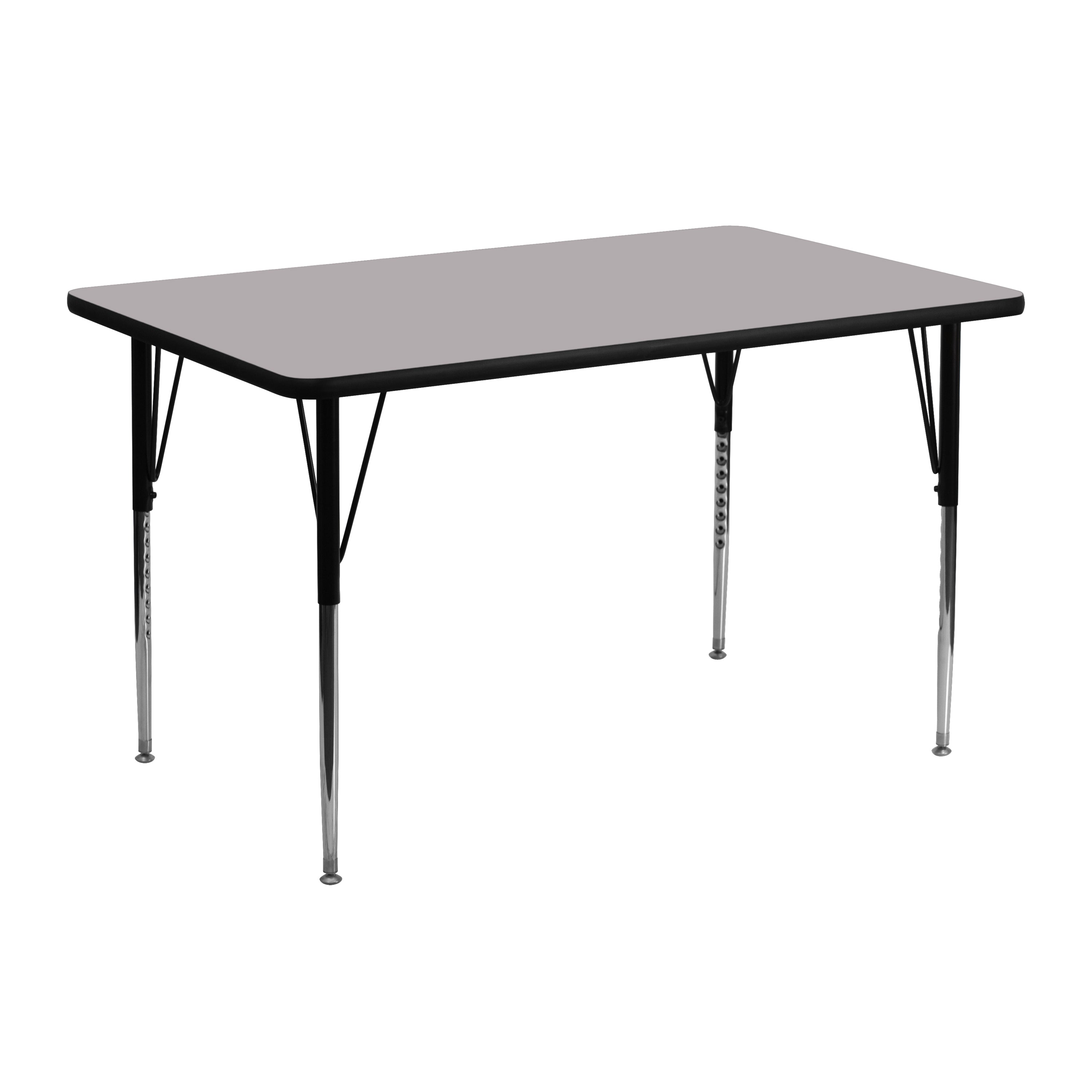 Wren 24''W x 48''L Rectangular Grey Thermal Laminate Activity Table - Standard Height Adjustable Legs