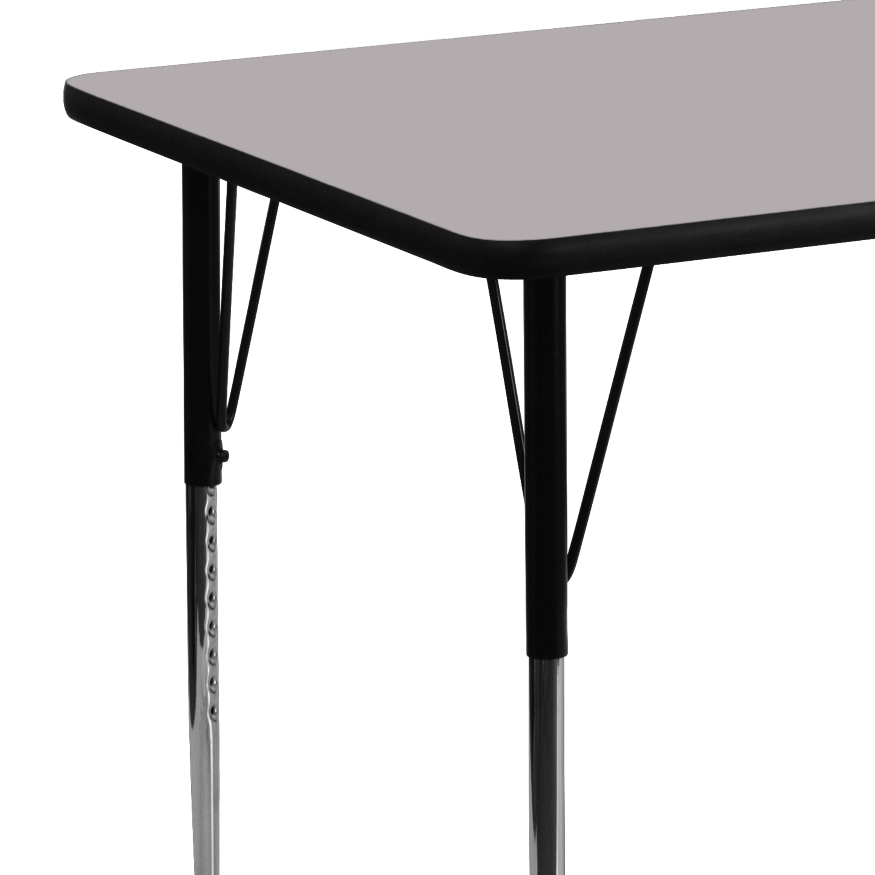 Wren 24''W x 48''L Rectangular Grey Thermal Laminate Activity Table - Standard Height Adjustable Legs