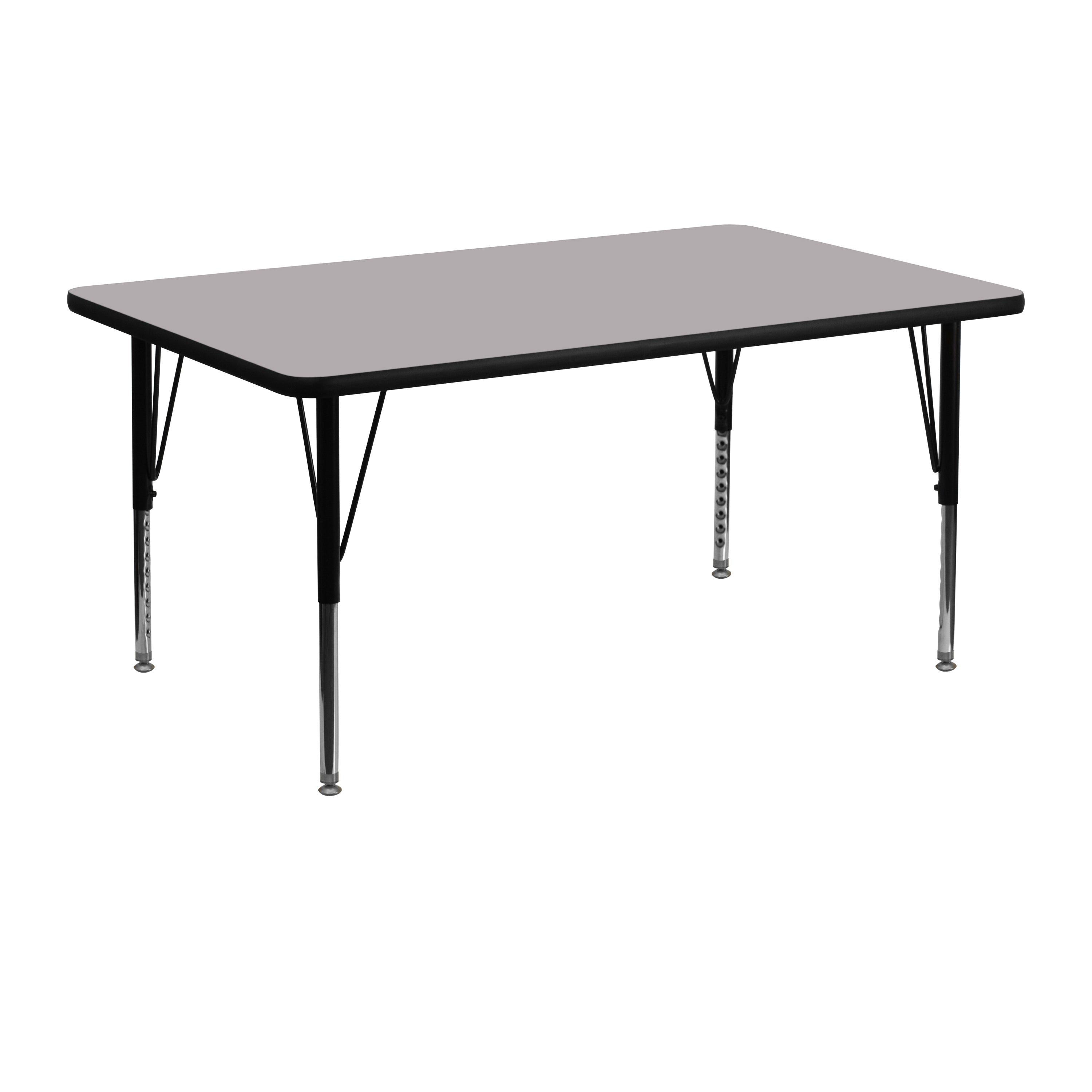 Wren 24''W x 48''L Rectangular Grey Thermal Laminate Activity Table - Height Adjustable Short Legs