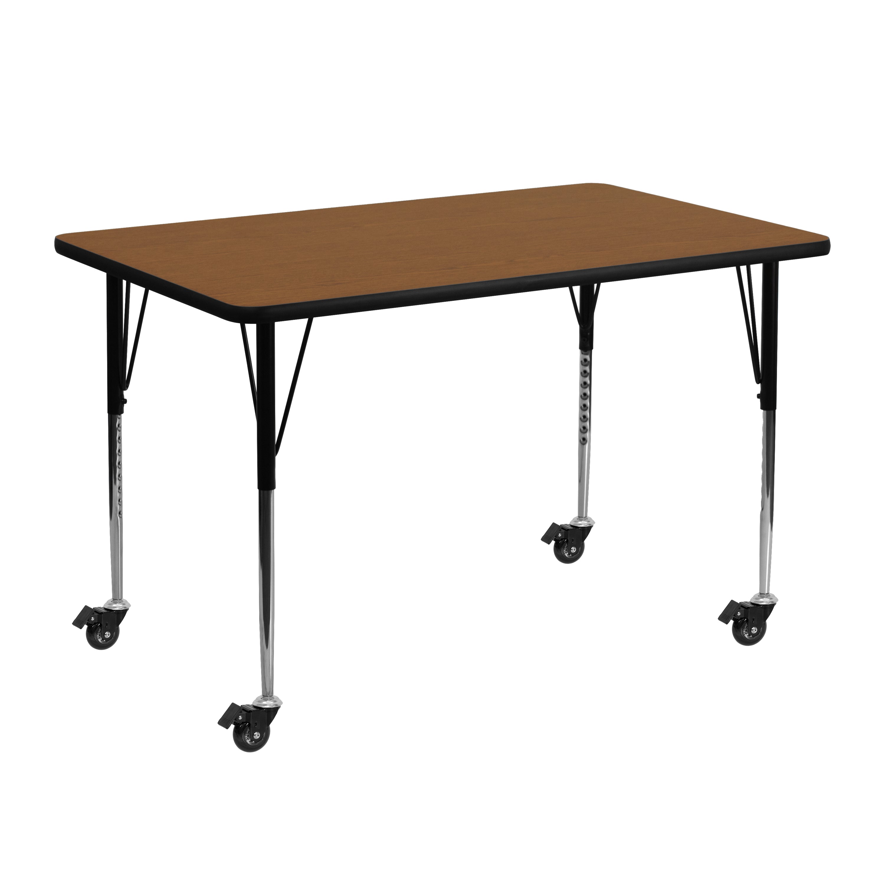 Wren Mobile 24''W x 48''L Rectangular Oak HP Laminate Activity Table - Standard Height Adjustable Legs