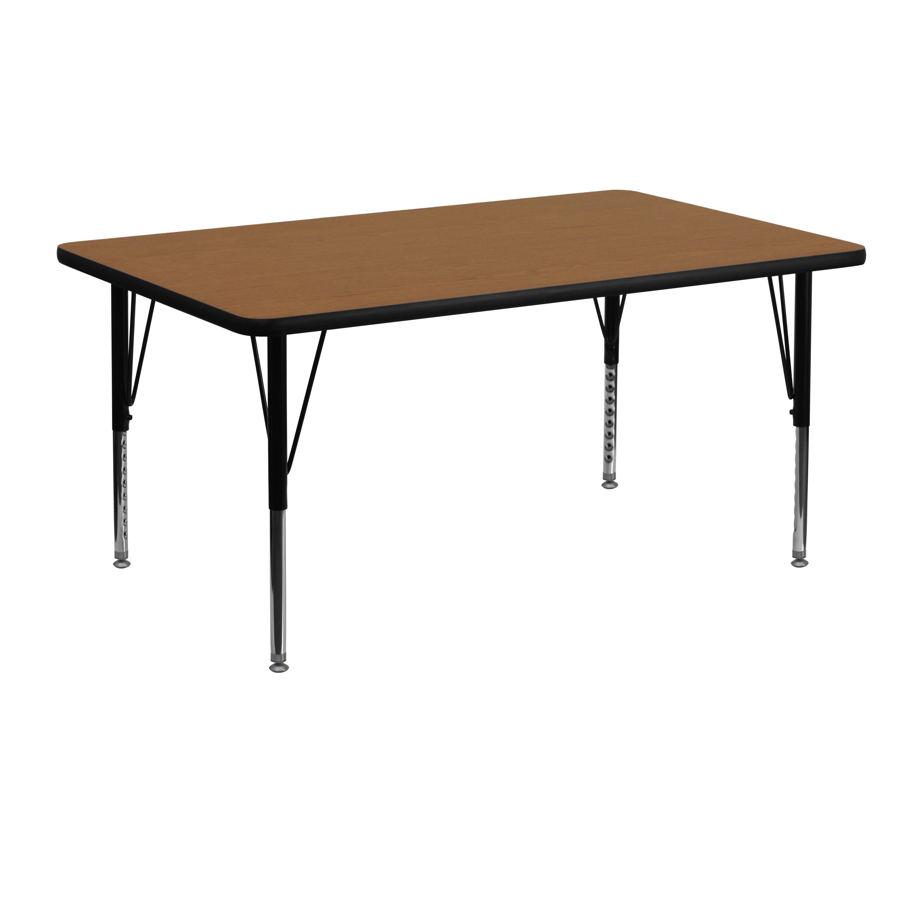 Wren 24''W x 48''L Rectangular Oak Thermal Laminate Activity Table - Height Adjustable Short Legs