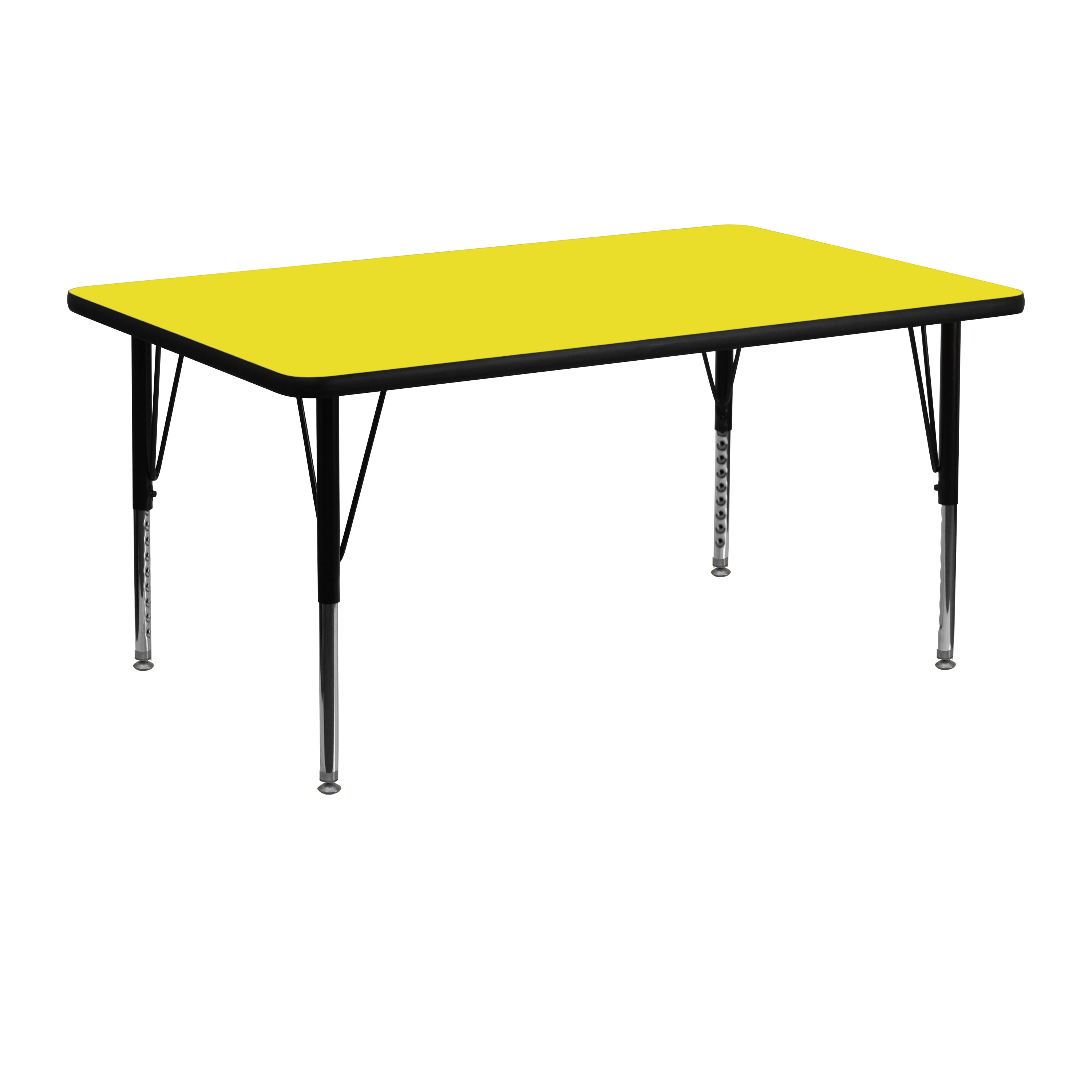 Wren 24''W x 48''L Rectangular Yellow HP Laminate Activity Table - Height Adjustable Short Legs
