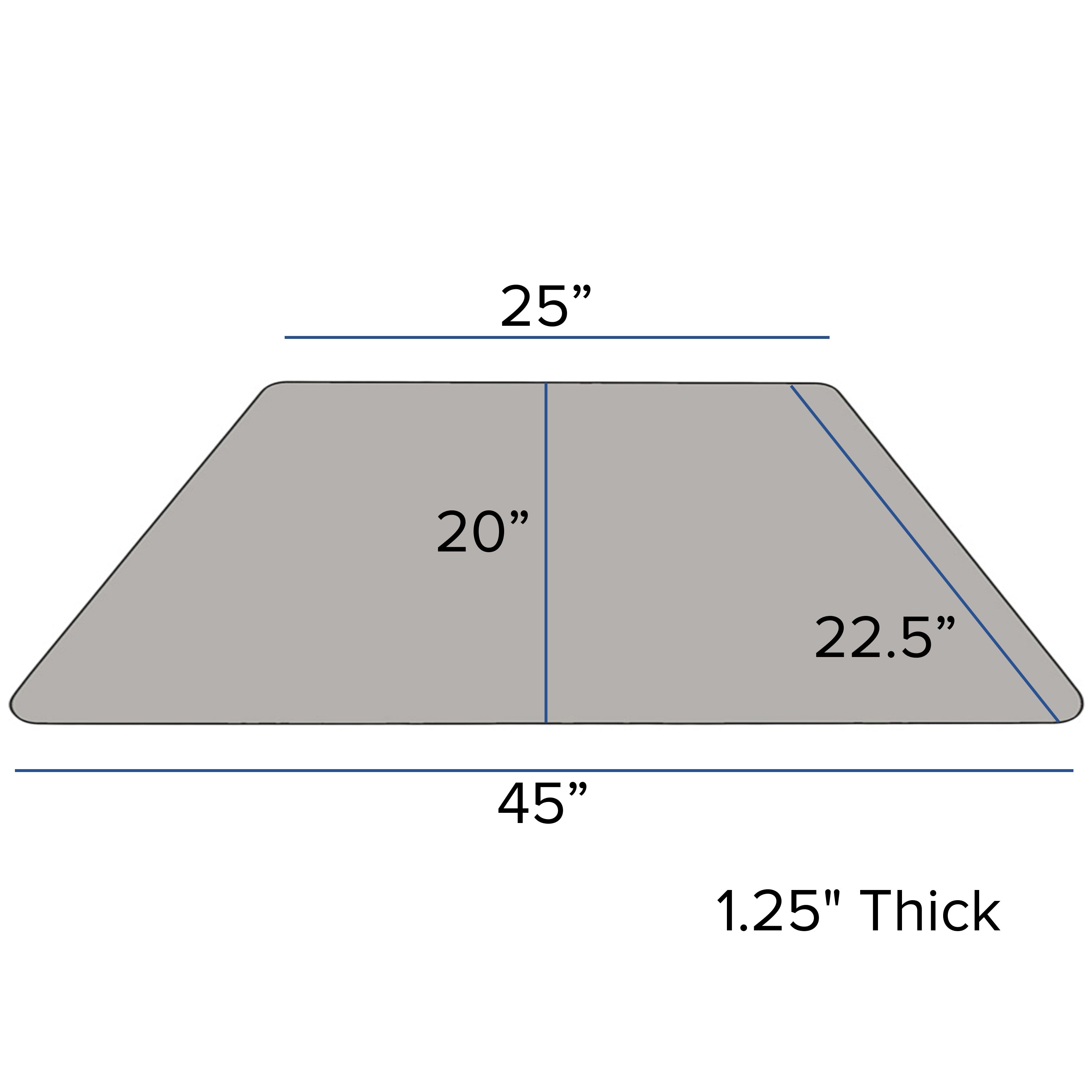 Wren 22.5''W x 45''L Trapezoid Grey HP Laminate Activity Table - Height Adjustable Short Legs