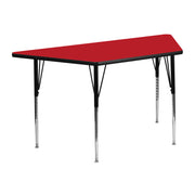 Wren 22.5''W x 45''L Trapezoid Red HP Laminate Activity Table - Standard Height Adjustable Legs