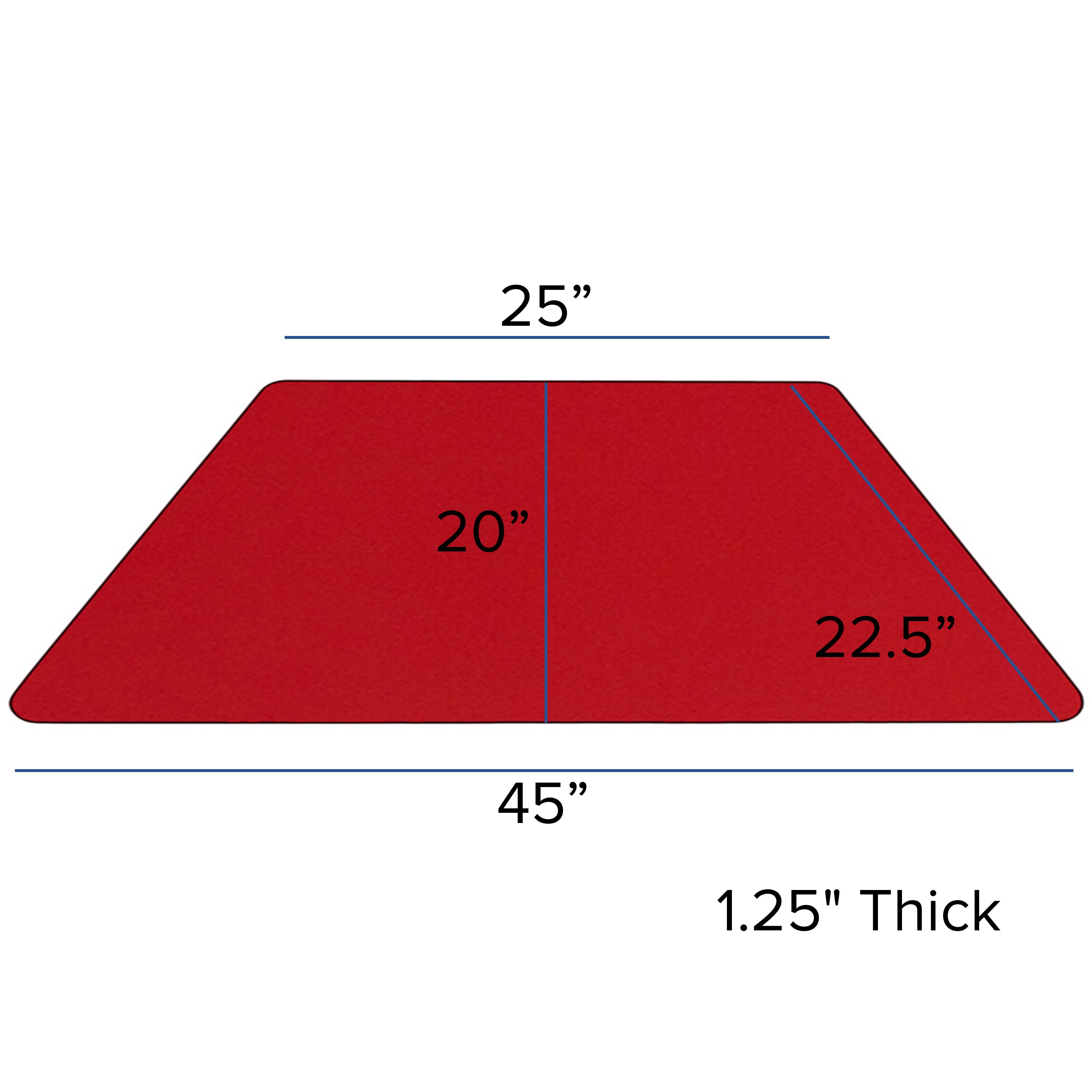 Wren 22.5''W x 45''L Trapezoid Red HP Laminate Activity Table - Height Adjustable Short Legs