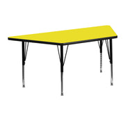 Wren 22.5''W x 45''L Trapezoid Yellow HP Laminate Activity Table - Height Adjustable Short Legs