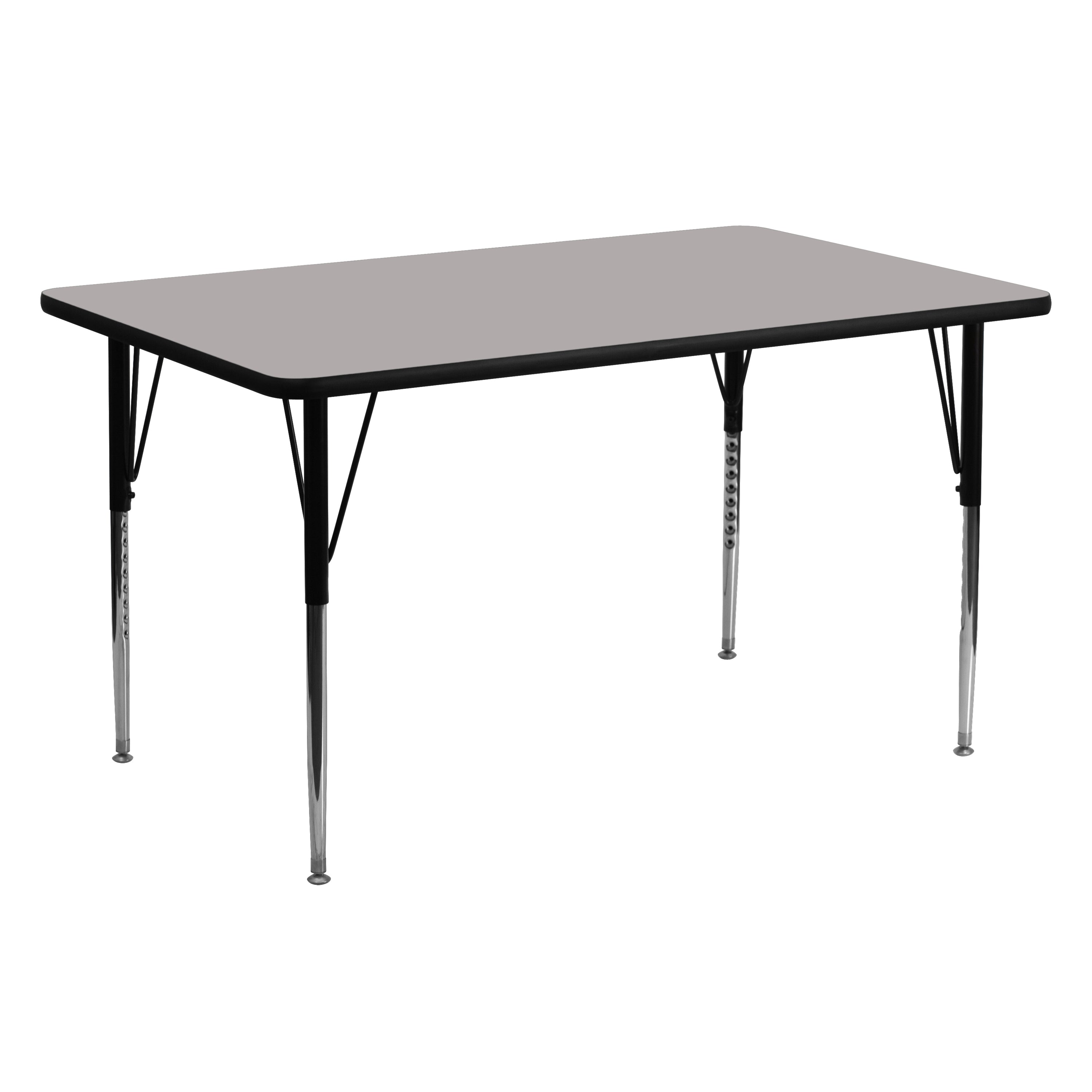 Wren 24''W x 60''L Rectangular Grey HP Laminate Activity Table - Standard Height Adjustable Legs