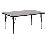 Wren 24''W x 60''L Rectangular Grey HP Laminate Activity Table - Height Adjustable Short Legs