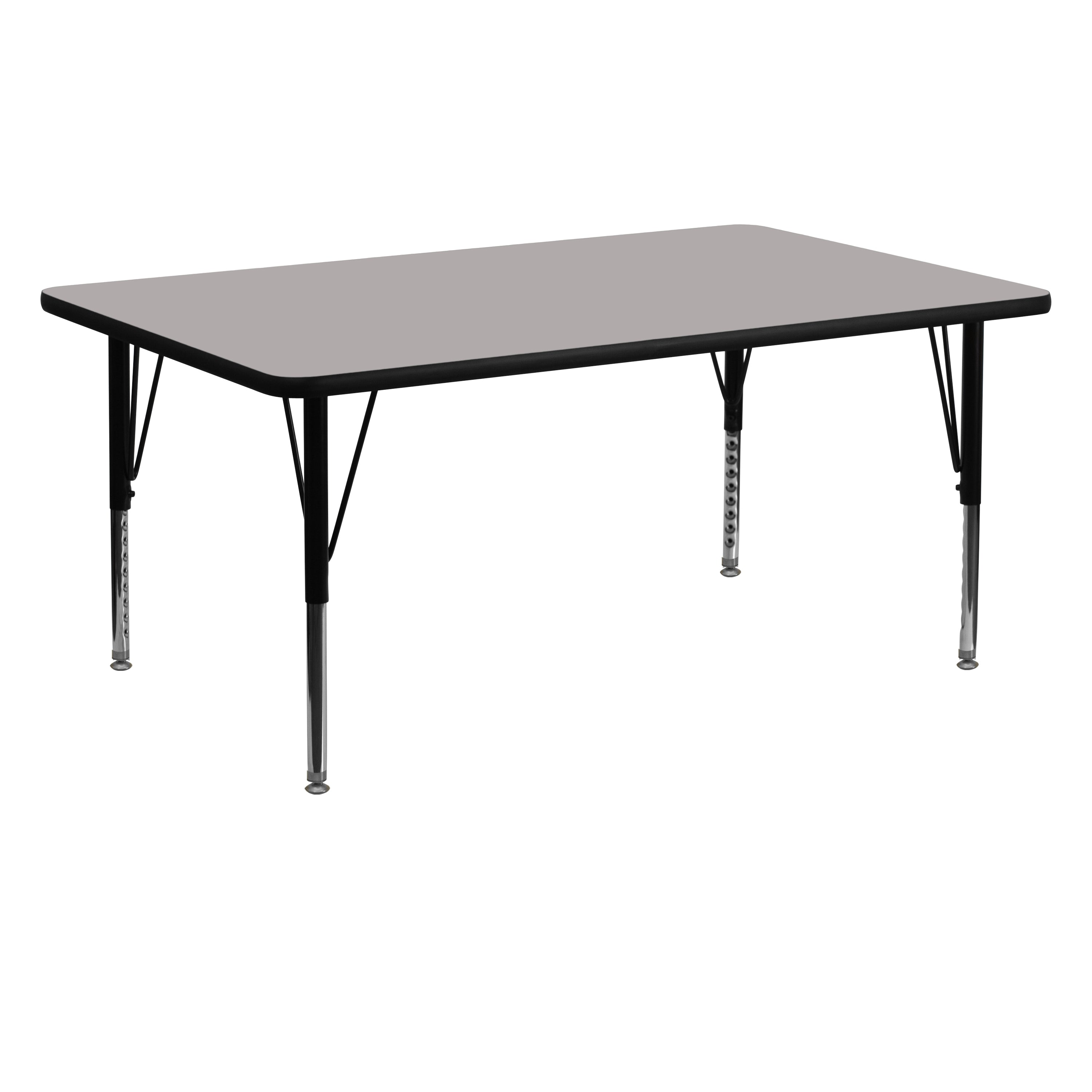 Wren 24''W x 60''L Rectangular Grey HP Laminate Activity Table - Height Adjustable Short Legs