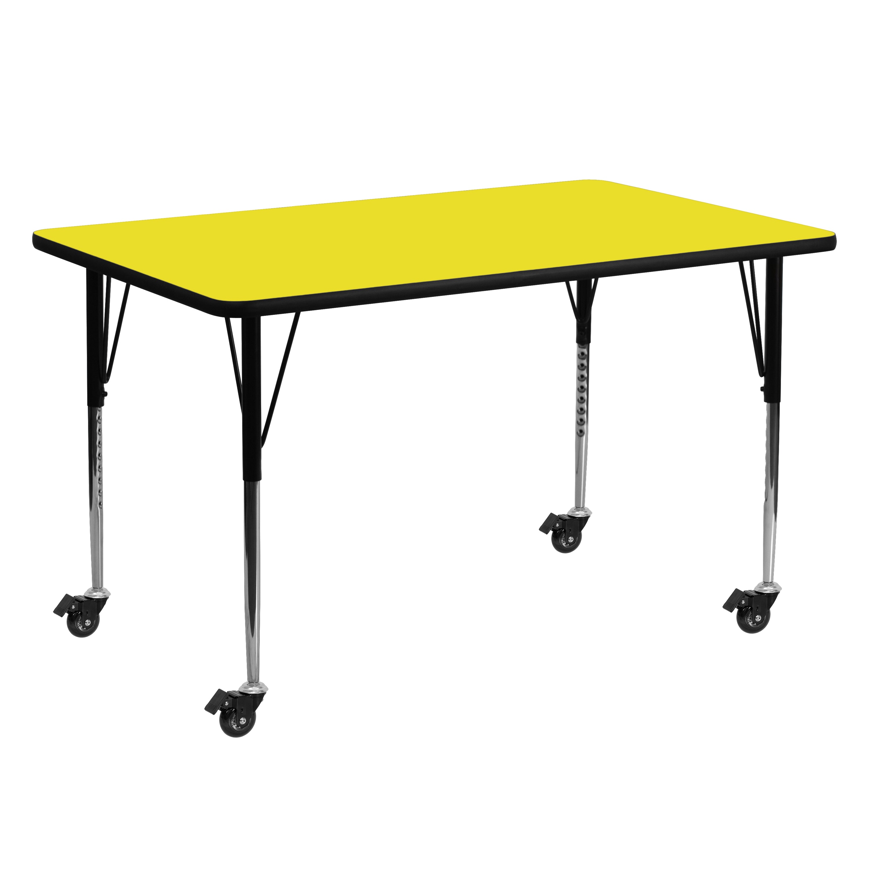Wren Mobile 24''W x 60''L Rectangular Yellow HP Laminate Activity Table - Standard Height Adjustable Legs