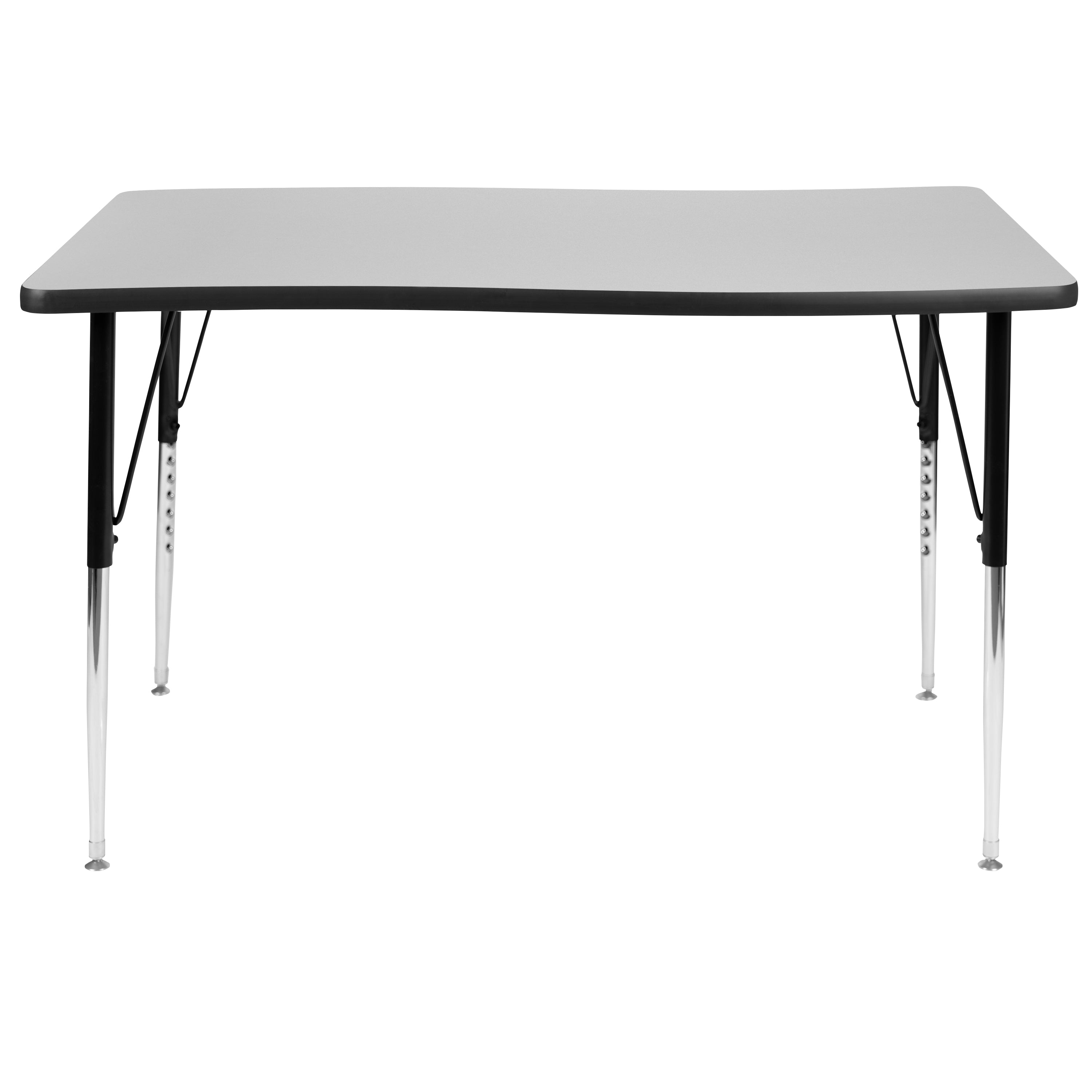 Wren 28"W x 47.5"L Rectangular Wave Flexible Collaborative Grey Thermal Laminate Activity Table-Standard Height Adjust Legs