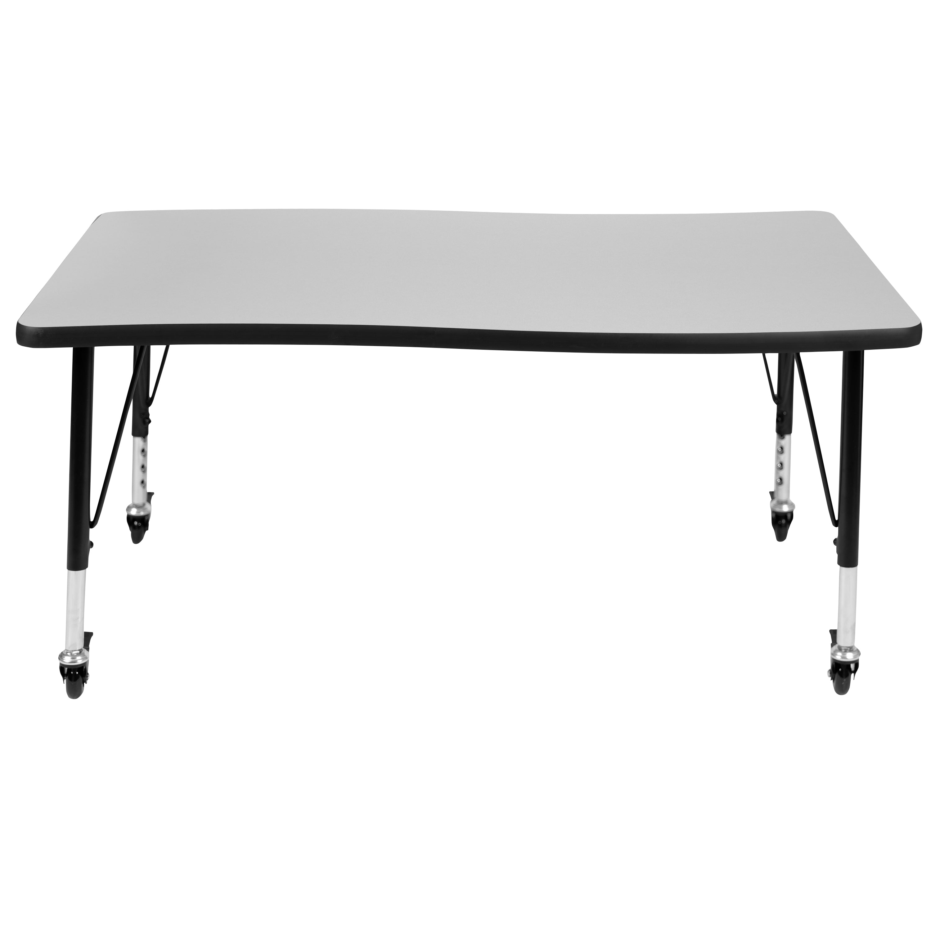 Wren Mobile 28"W x 47.5"L Rectangle Wave Flexible Collaborative Grey Laminate Activity Table - Height Adjust Short Legs